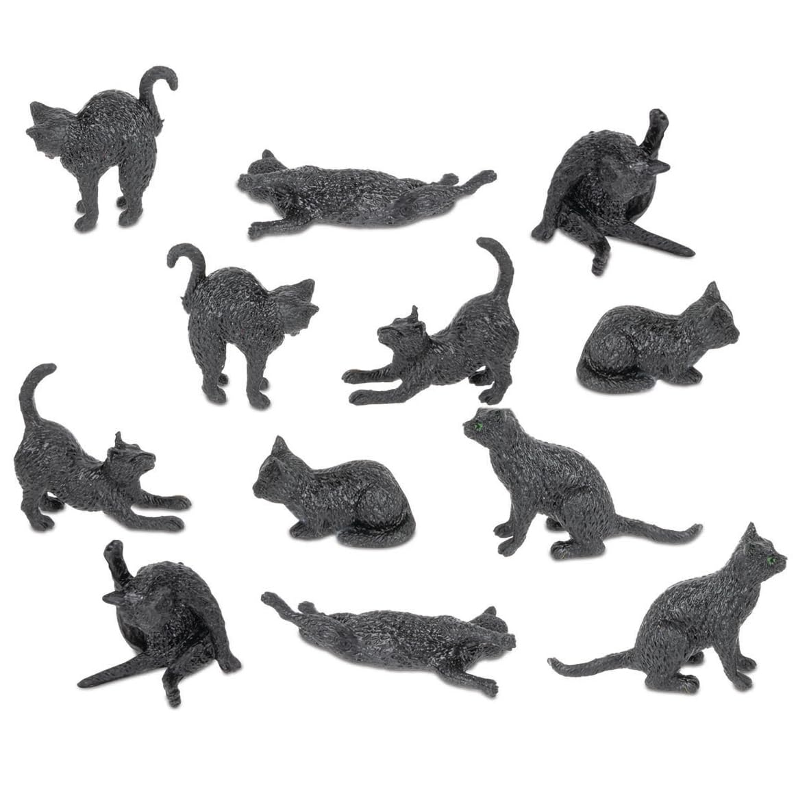 Accoutrements Archie McPhee Itty Bitty Black Cats – 12 Mini Vinyl Kitties in 6 Styles