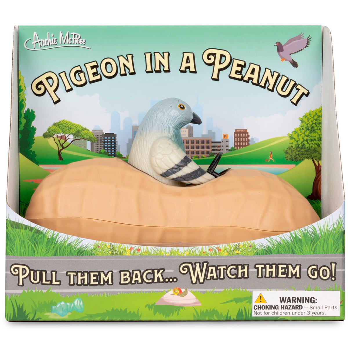 Accoutrements Archie Mcphee Pigeon in a Peanut Pull Back Toy Car (13038) – Whimsical Collectible
