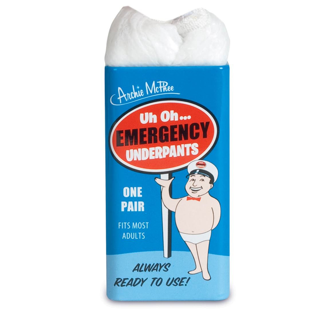 Accoutrements Emergency Underpants – Portable Disposable Unisex Briefs in Tin