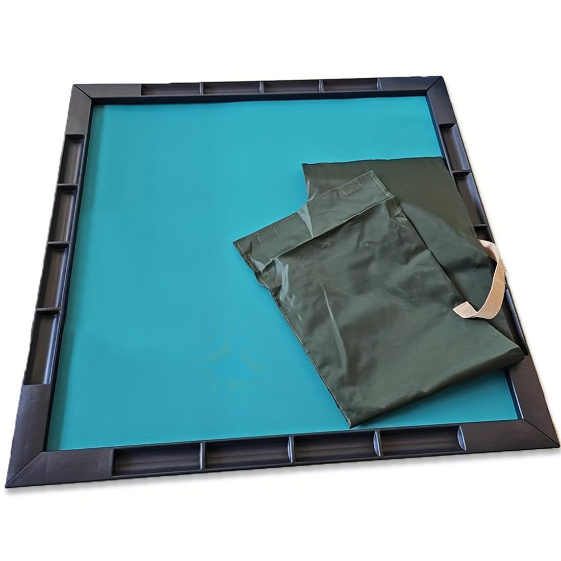 Accskzo Premium Mahjong Mat with Storage Pouch & Built-in Grooves — Portable Mahjong Table