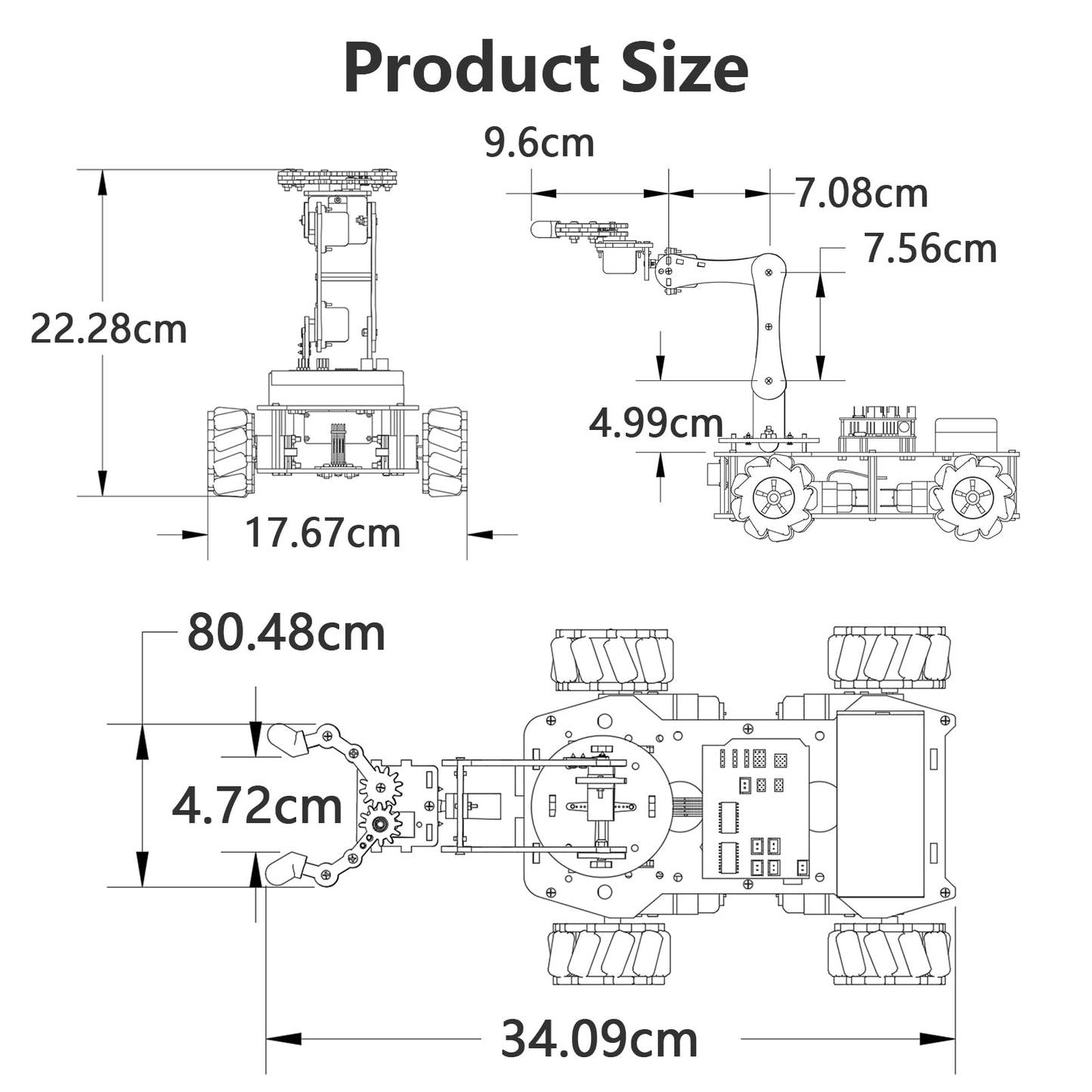 ACEBOTT 5DOF Smart Robot Arm Car Kit – 4WD RC Car for Arduino, Python & Blockly | STEM Education