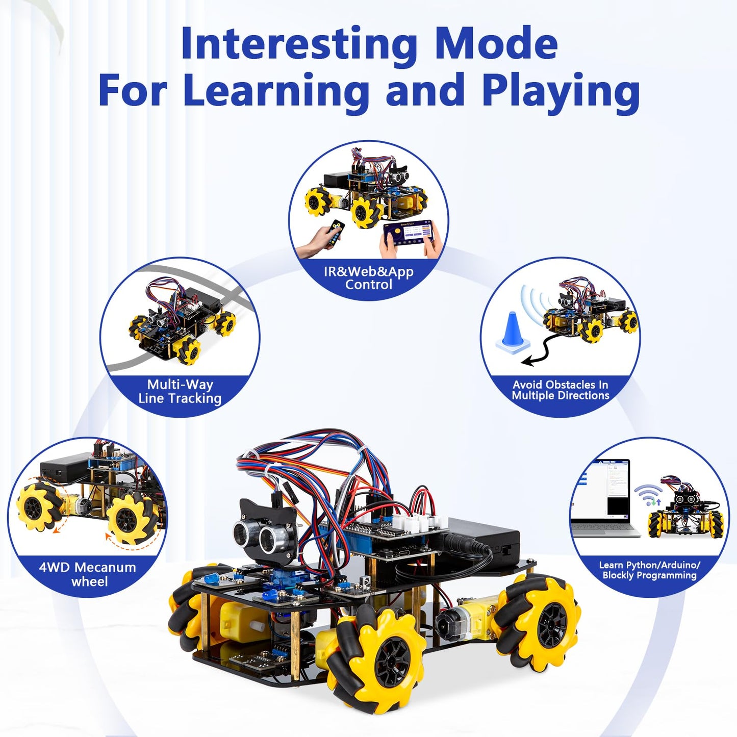 ACEBOTT Smart Robot Car Kit – Arduino-compatible STEM Coding Gift for Kids 8–16, Teens, and Adults