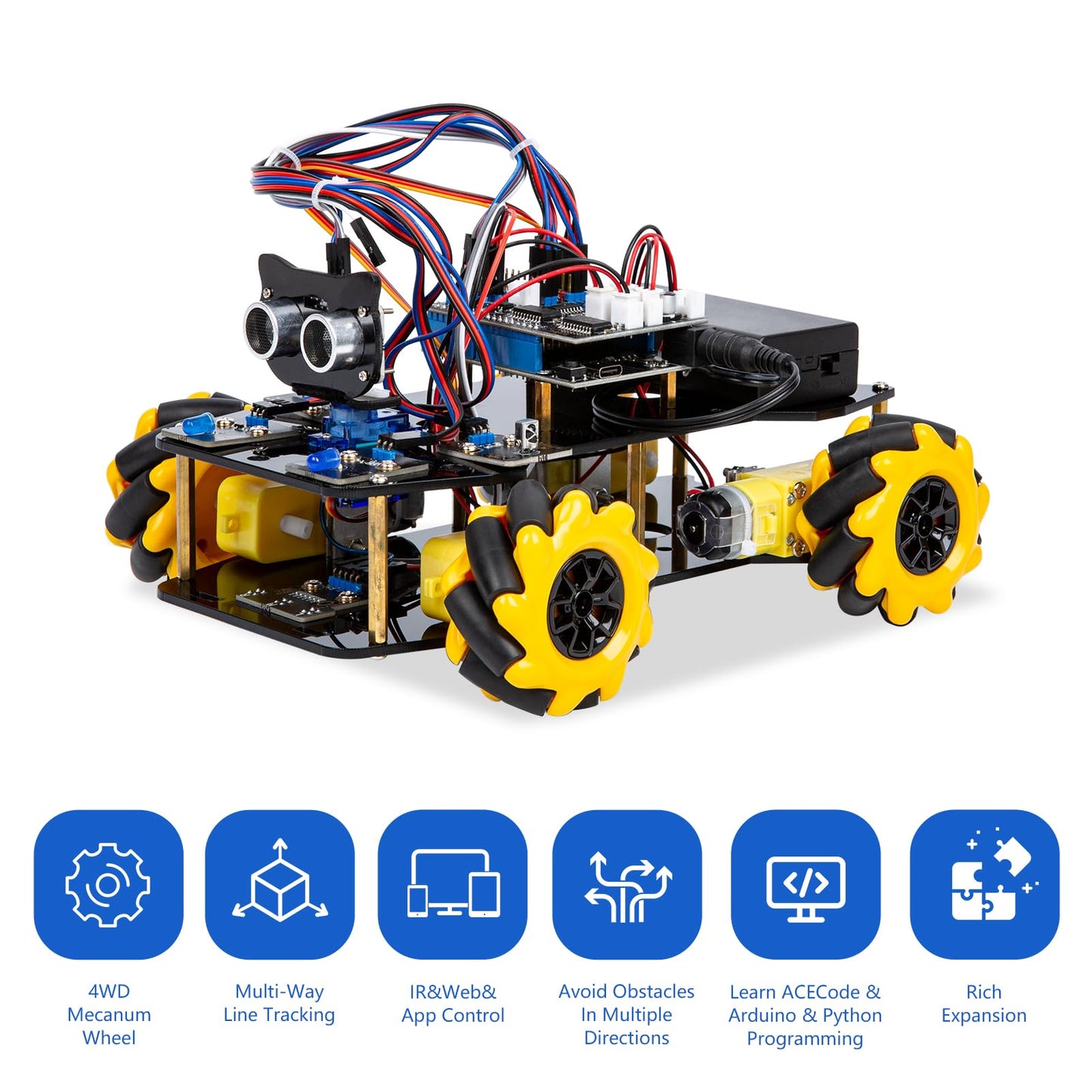 ACEBOTT Smart Robot Car Kit – Arduino-compatible STEM Coding Gift for Kids 8–16, Teens, and Adults