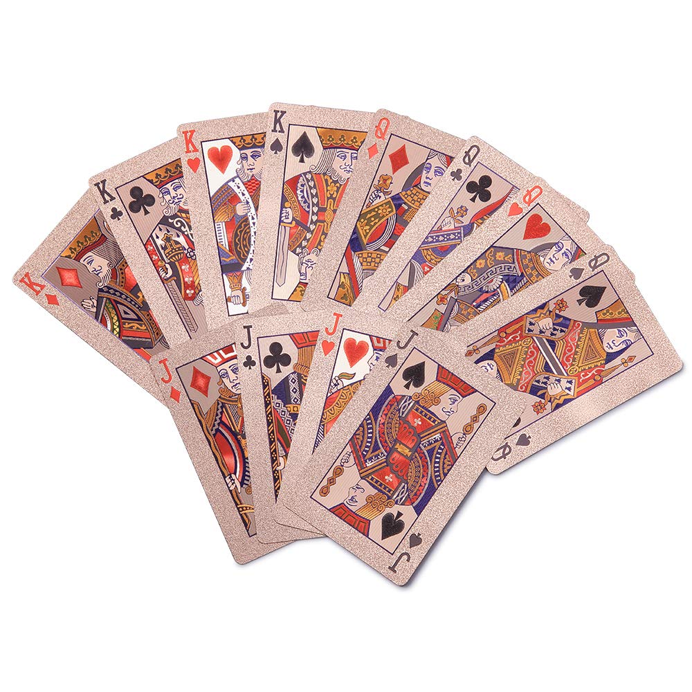 ACELION Waterproof Playing Cards – Durable Plastic Deck (54 Cards) in Rose Gold