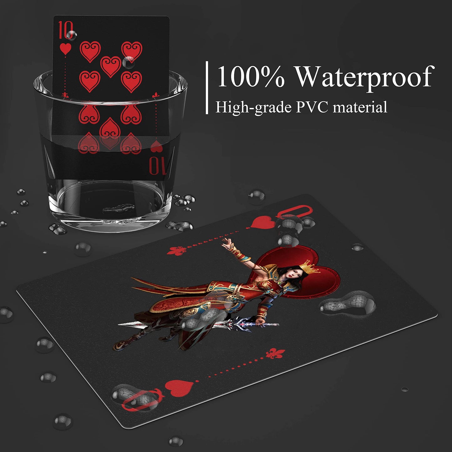 ACELION Waterproof Knight-Theme Plastic Playing Cards – Durable PVC Deck with Black & Gold Box