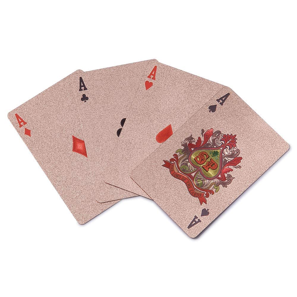 ACELION Waterproof Playing Cards – Durable Plastic Deck (54 Cards) in Rose Gold