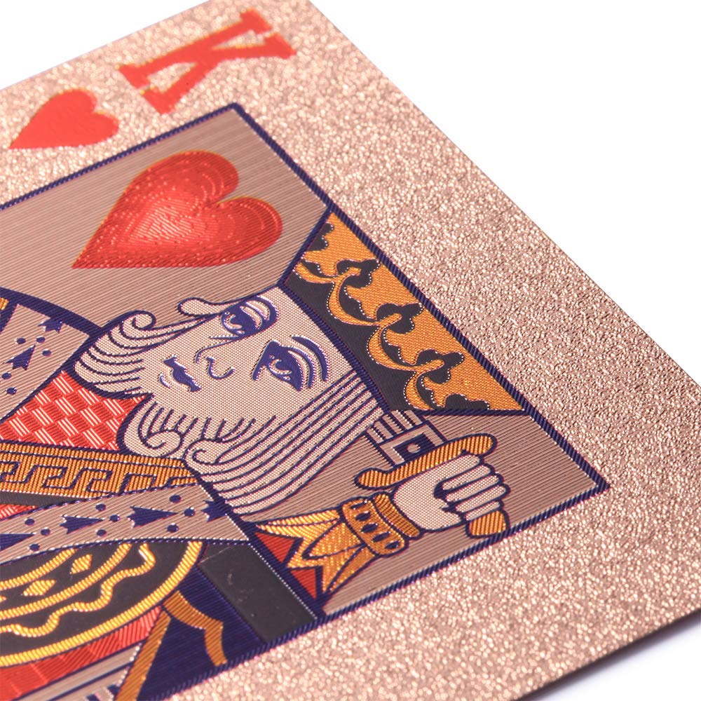 ACELION Waterproof Playing Cards – Durable Plastic Deck (54 Cards) in Rose Gold