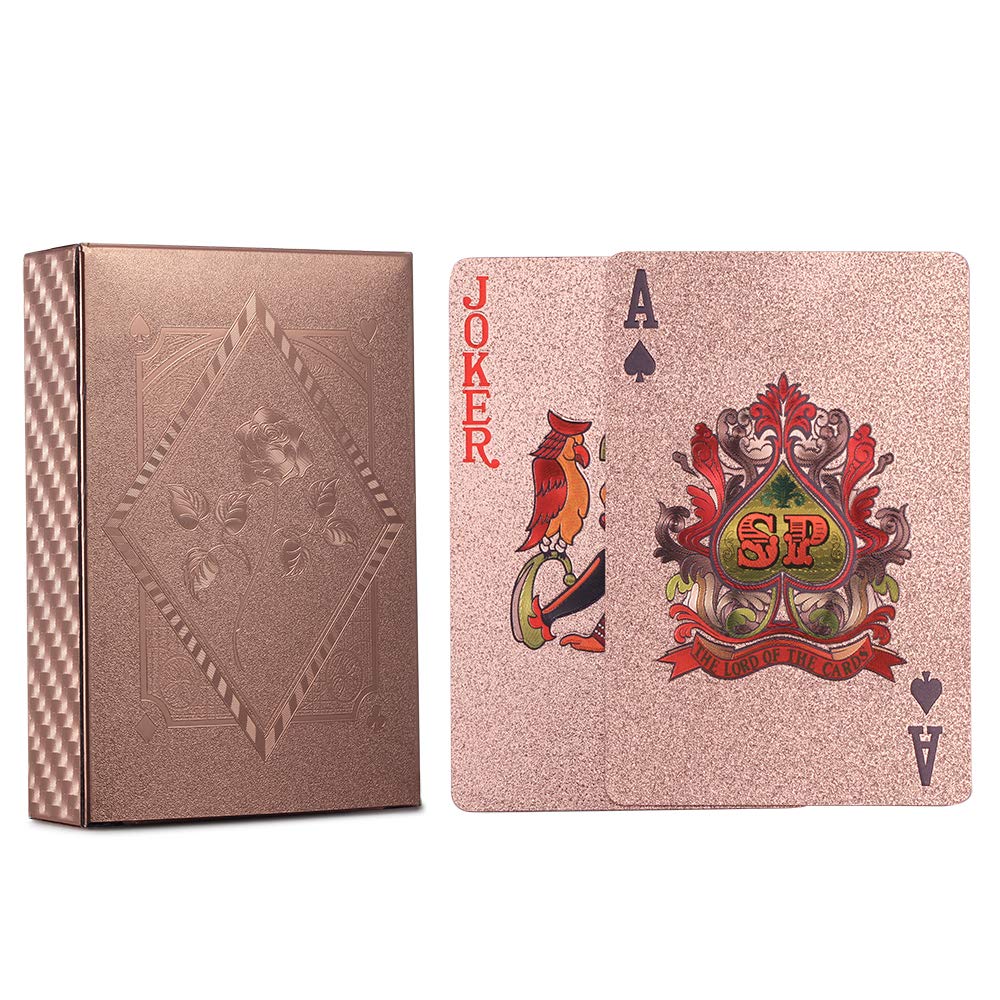 ACELION Waterproof Playing Cards – Durable Plastic Deck (54 Cards) in Rose Gold