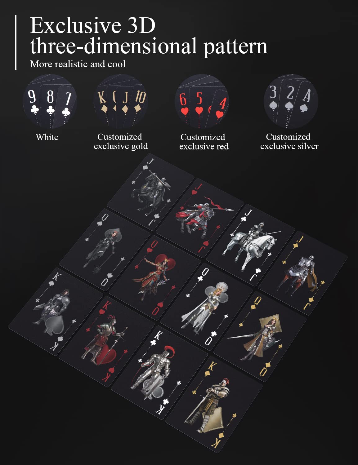 ACELION Waterproof Knight-Theme Plastic Playing Cards – Durable PVC Deck with Black & Gold Box