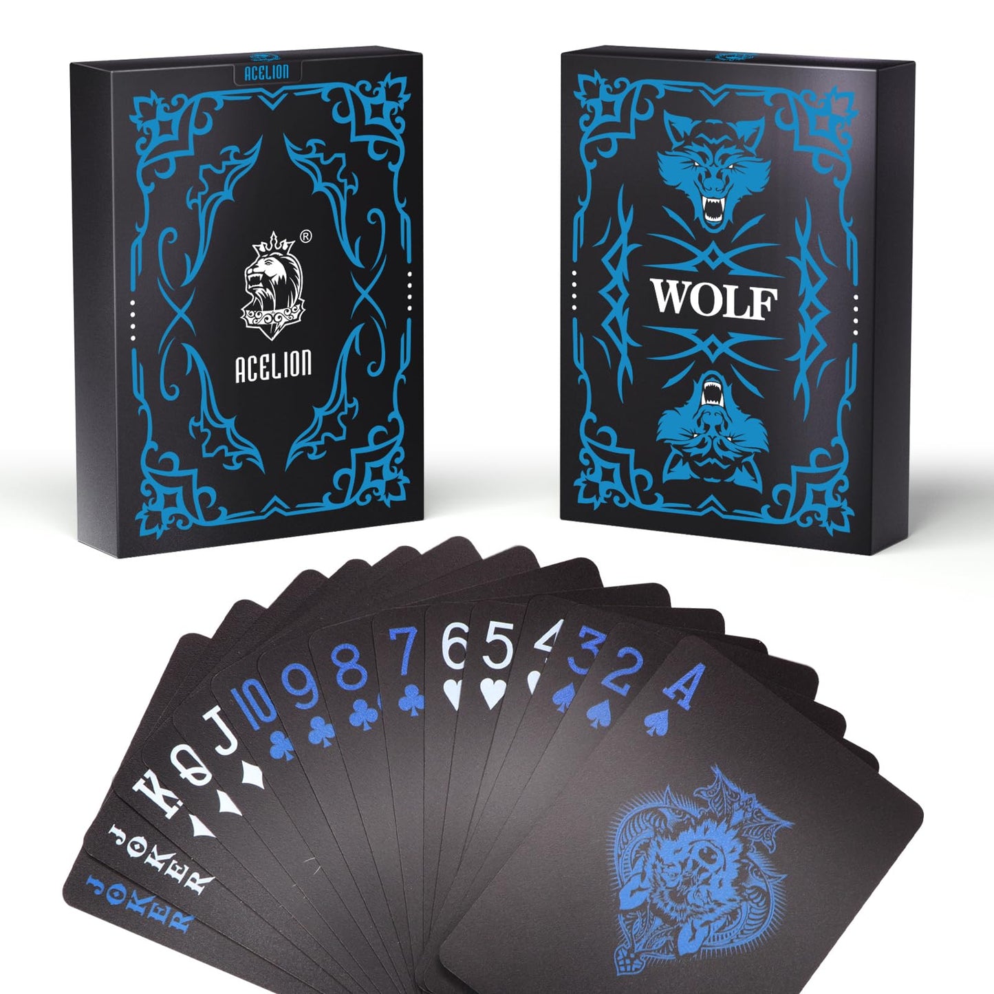 ACELION Waterproof Playing Cards – Wolf-Themed PVC Deck, Durable & Outdoor-Ready