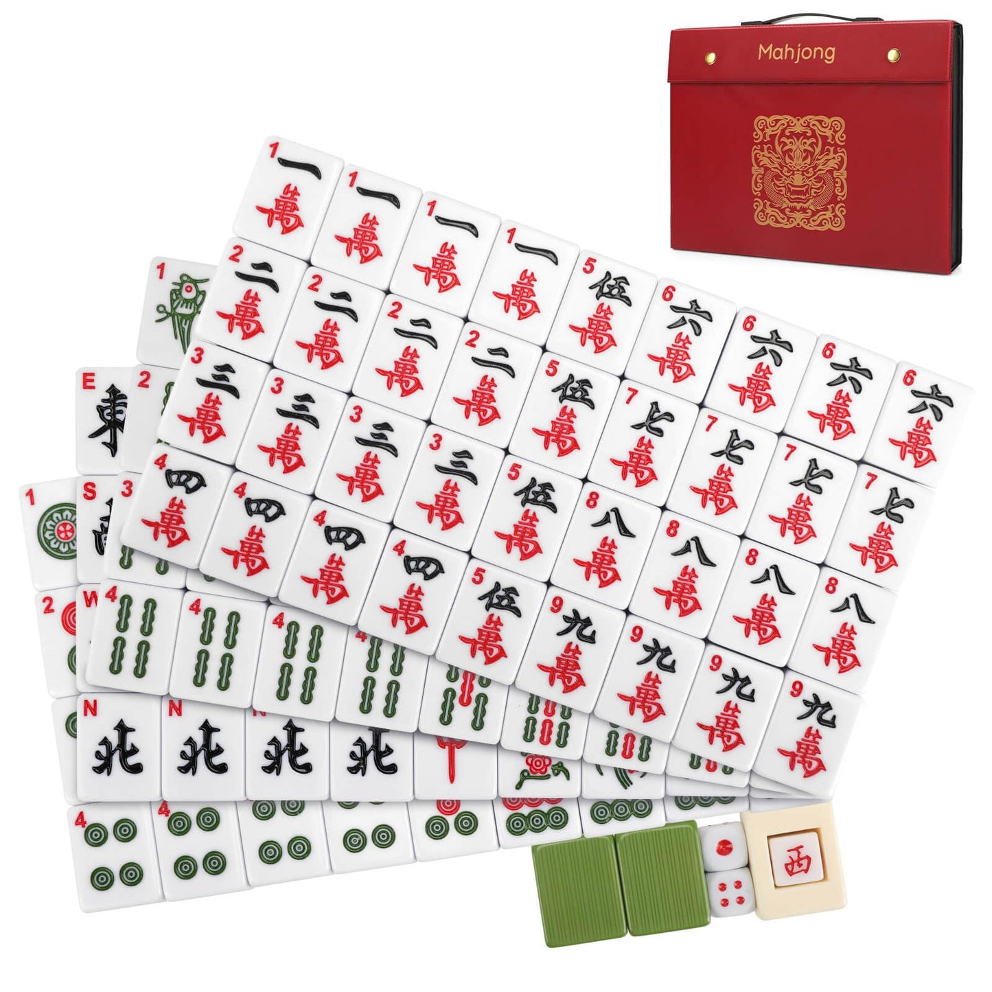 Aceshmir Mahjong Tile Set – 146-Piece Chinese Mahjong Tiles with Elegant Storage Case | Easy to Carry