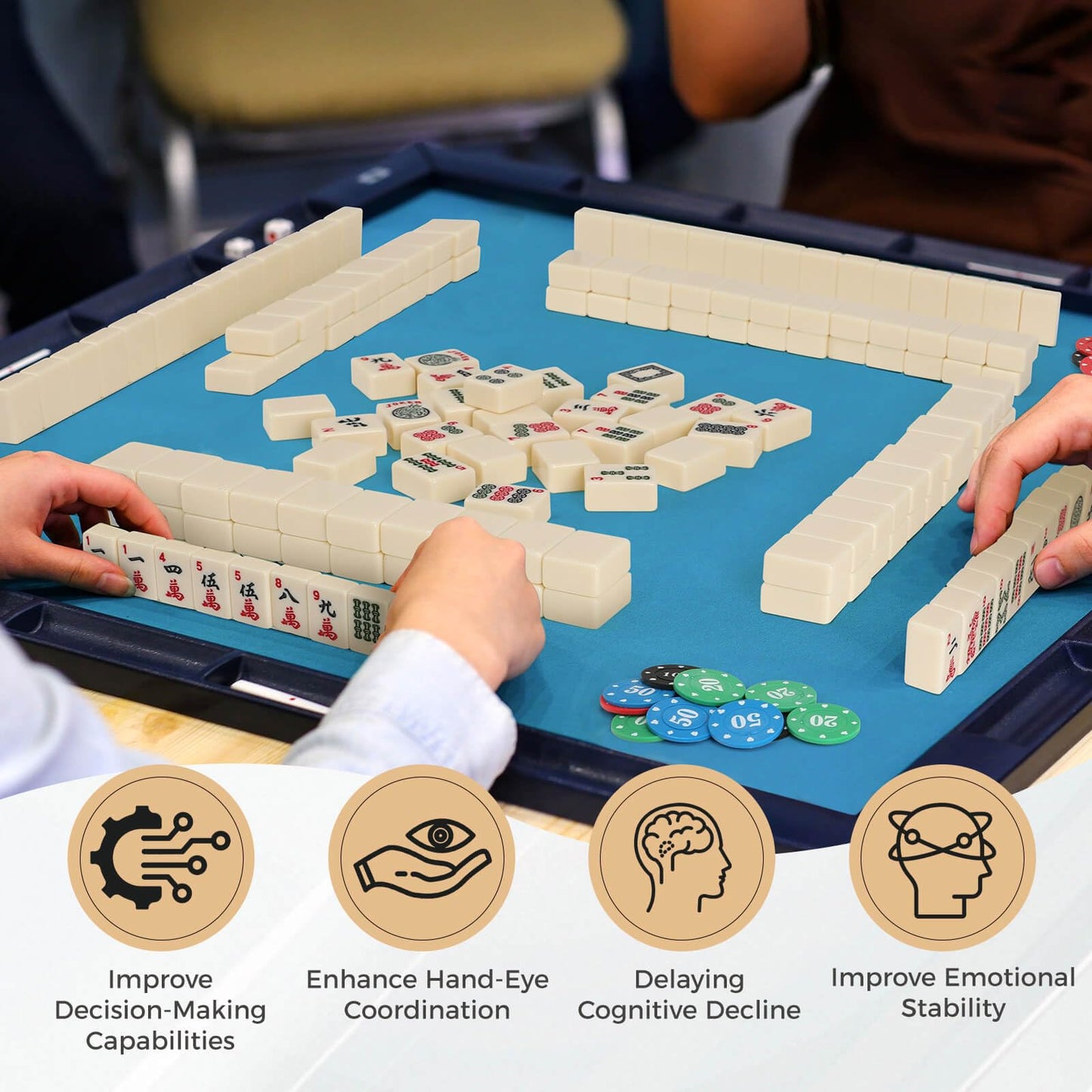 Aceshmir American Mahjong Tile Set – 166 Premium Melamine Tiles, Storage Case & Play-Chips for Family Gatherings