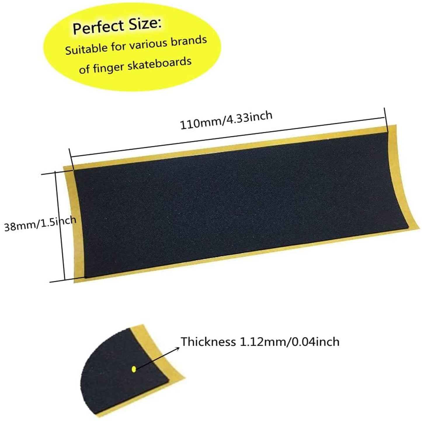 ACFELLE Fingerboard Grip Tape – PRO Quality, 8 Sheets, Black Foam 110mm x 38mm