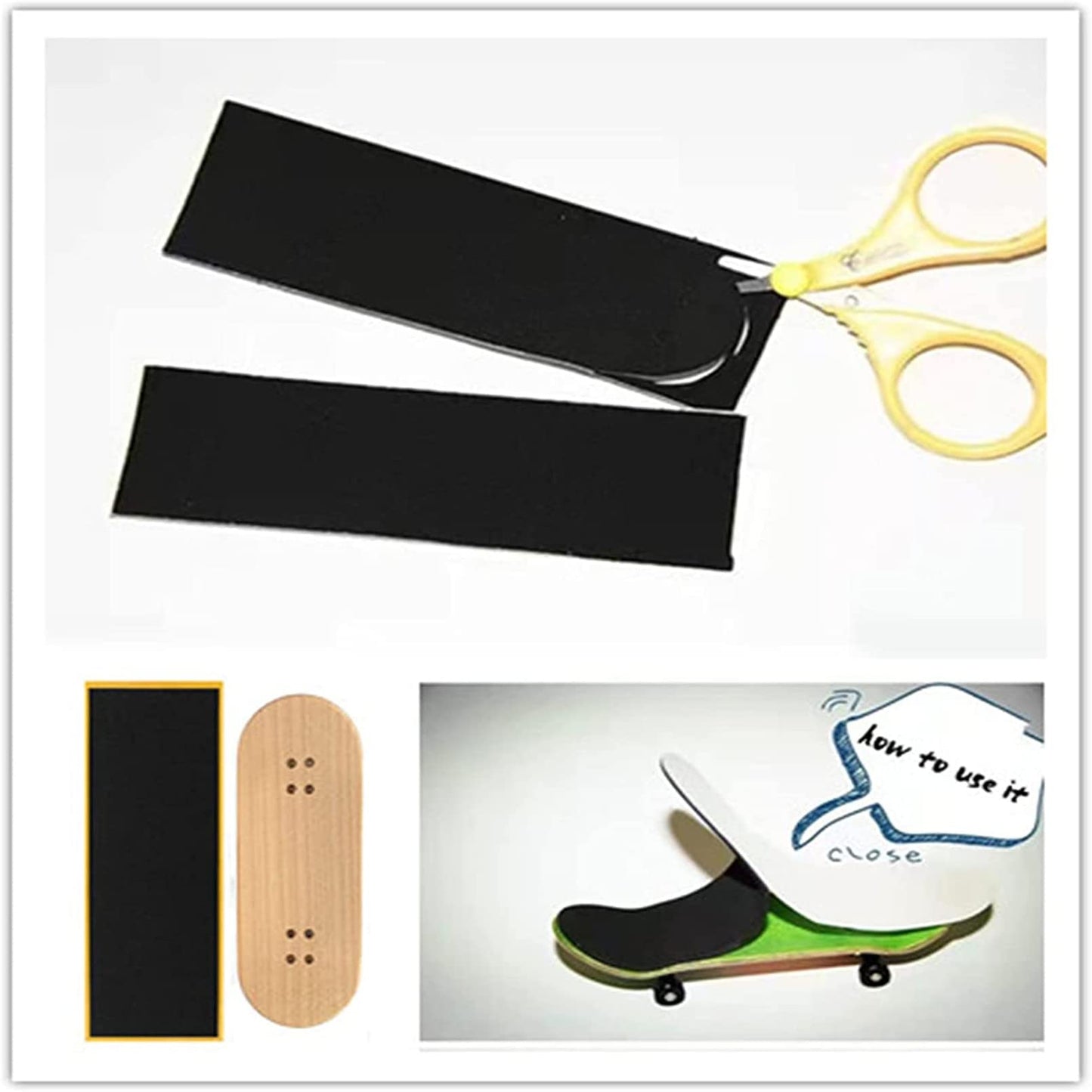 ACFELLE Fingerboard Grip Tape – PRO Quality, 8 Sheets, Black Foam 110mm x 38mm