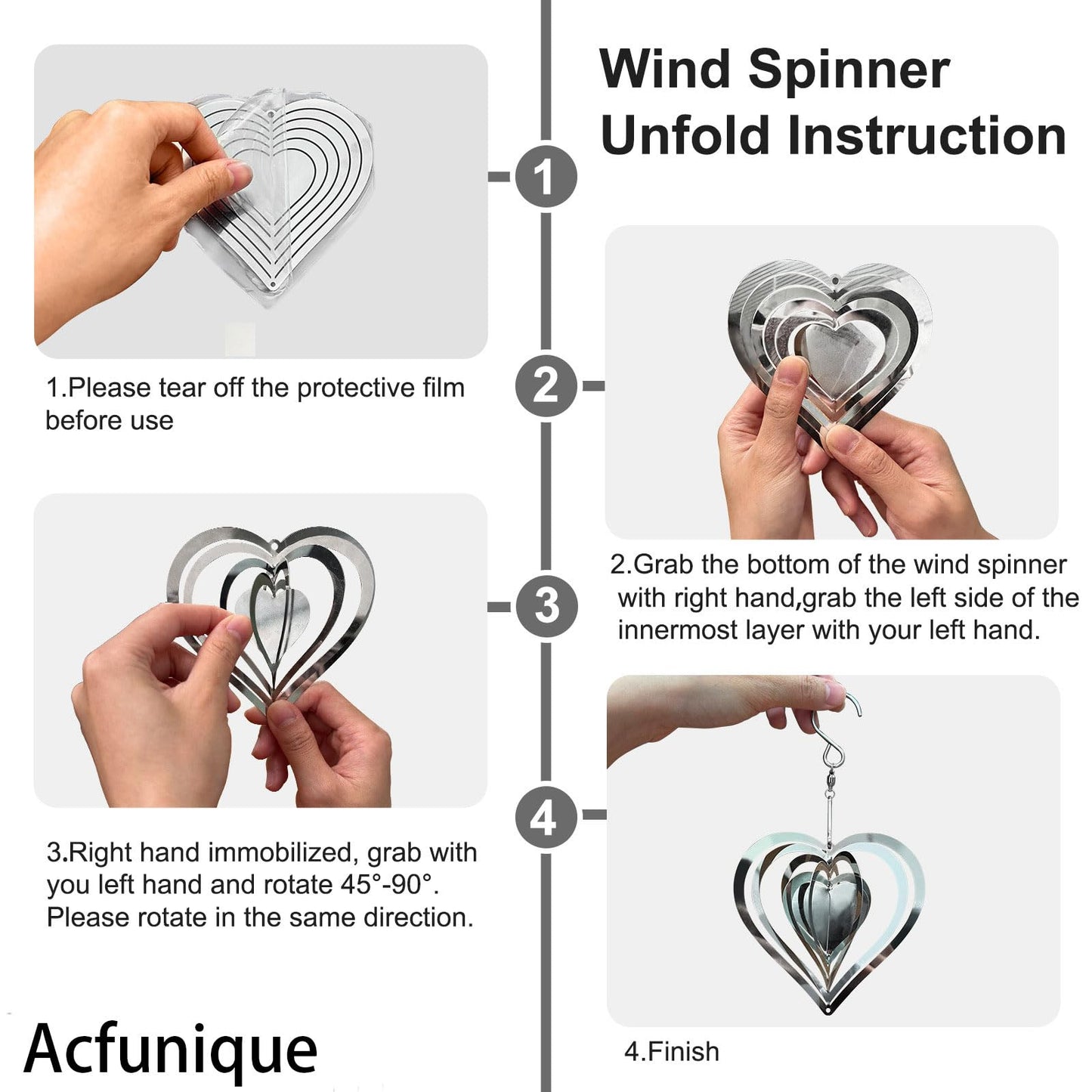 Acfunique Bird Deterren Outdoor Wind Spinners – Reflective Stainless Steel Bird Repellent for Patio & Garden