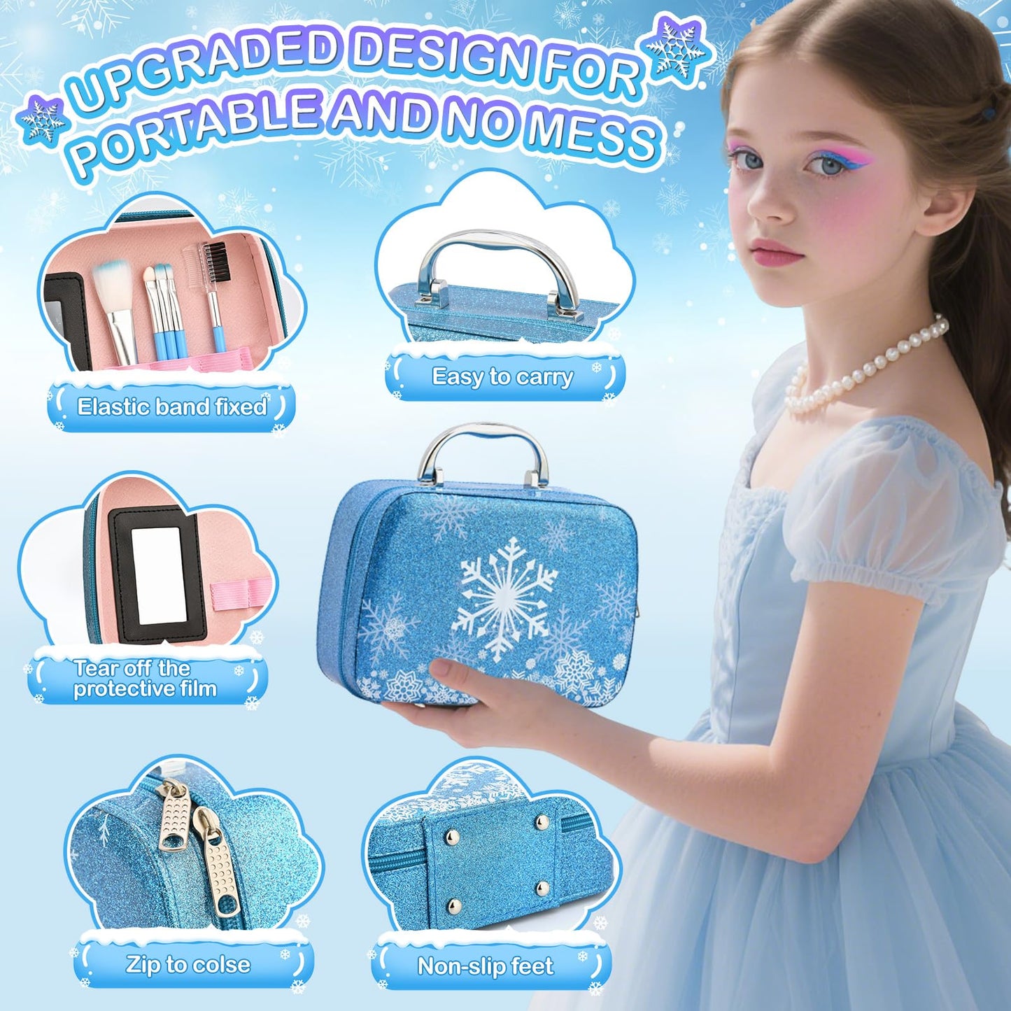 ACGASK Real Washable Makeup Kit for Girls — Safe, Portable Play Makeup Set for Ages 5-12