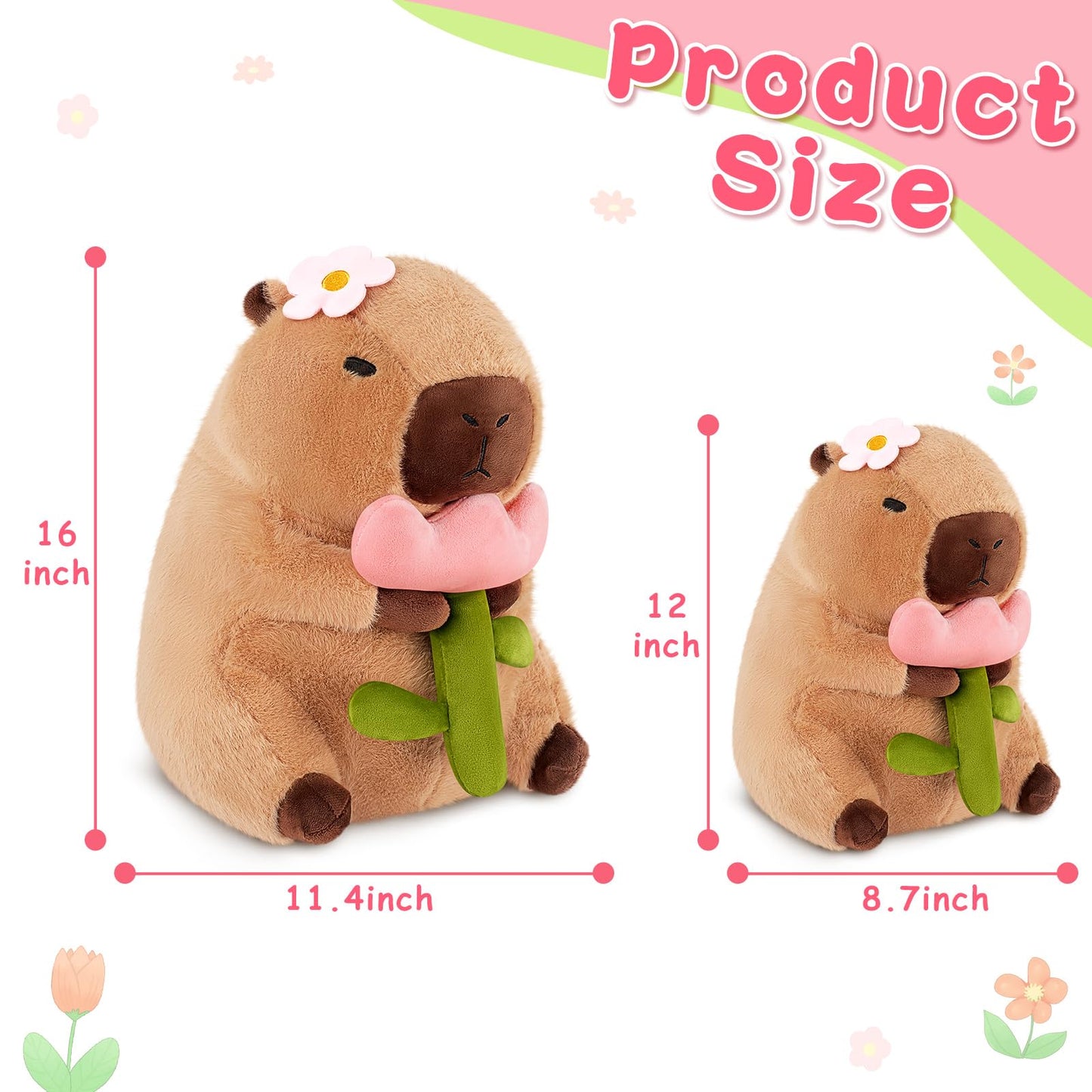 Achwishap Capybara Plush – Cute Capybara Stuffed Toys, 12” & 16” | Kawaii Plush Gift