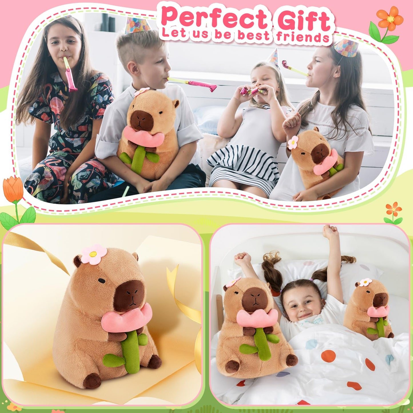 Achwishap Capybara Plush – Cute Capybara Stuffed Toys, 12” & 16” | Kawaii Plush Gift