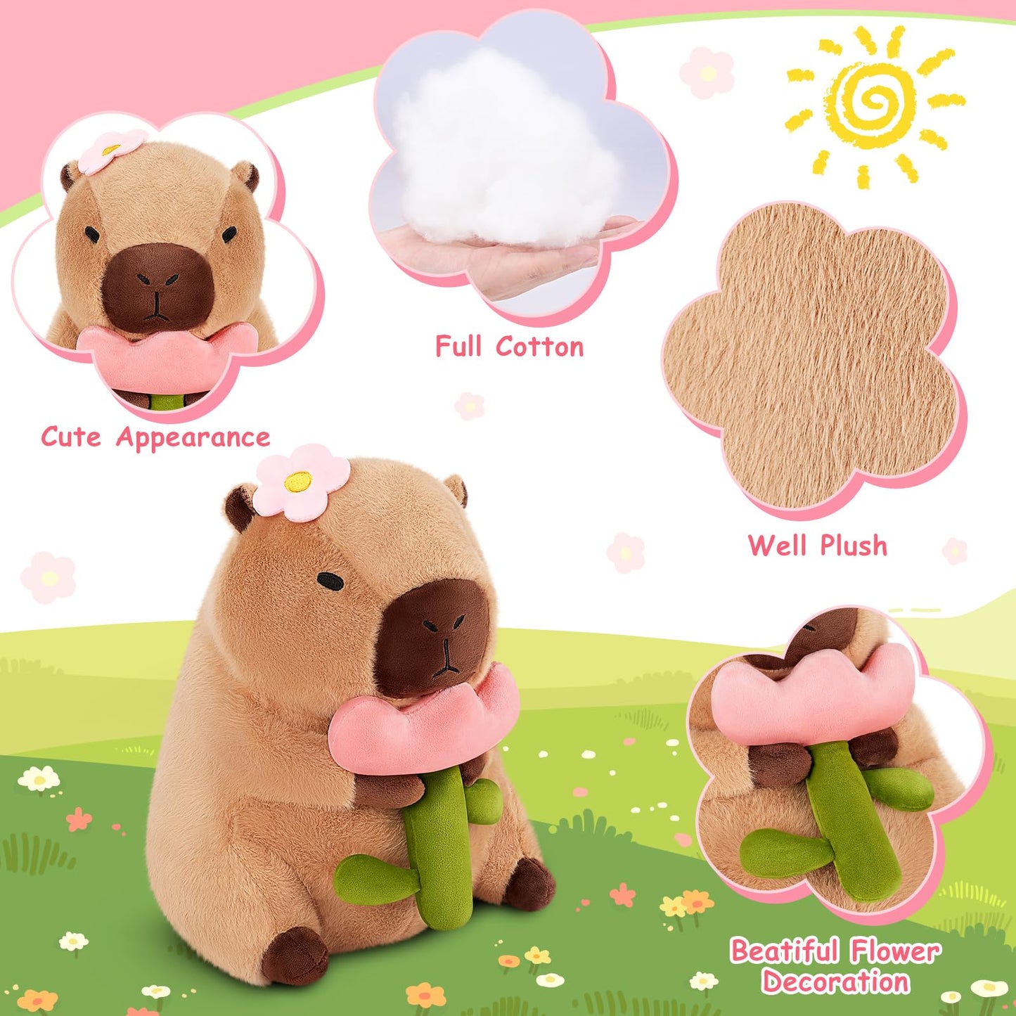 Achwishap Capybara Plush – Cute Capybara Stuffed Toys, 12” & 16” | Kawaii Plush Gift
