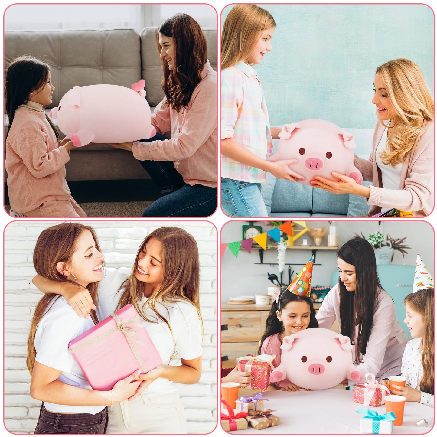 Achwishap 5PCS Pig Family Plush Set – 16in Mommy + 4 Baby Pigs, Cute Hugging Pillows
