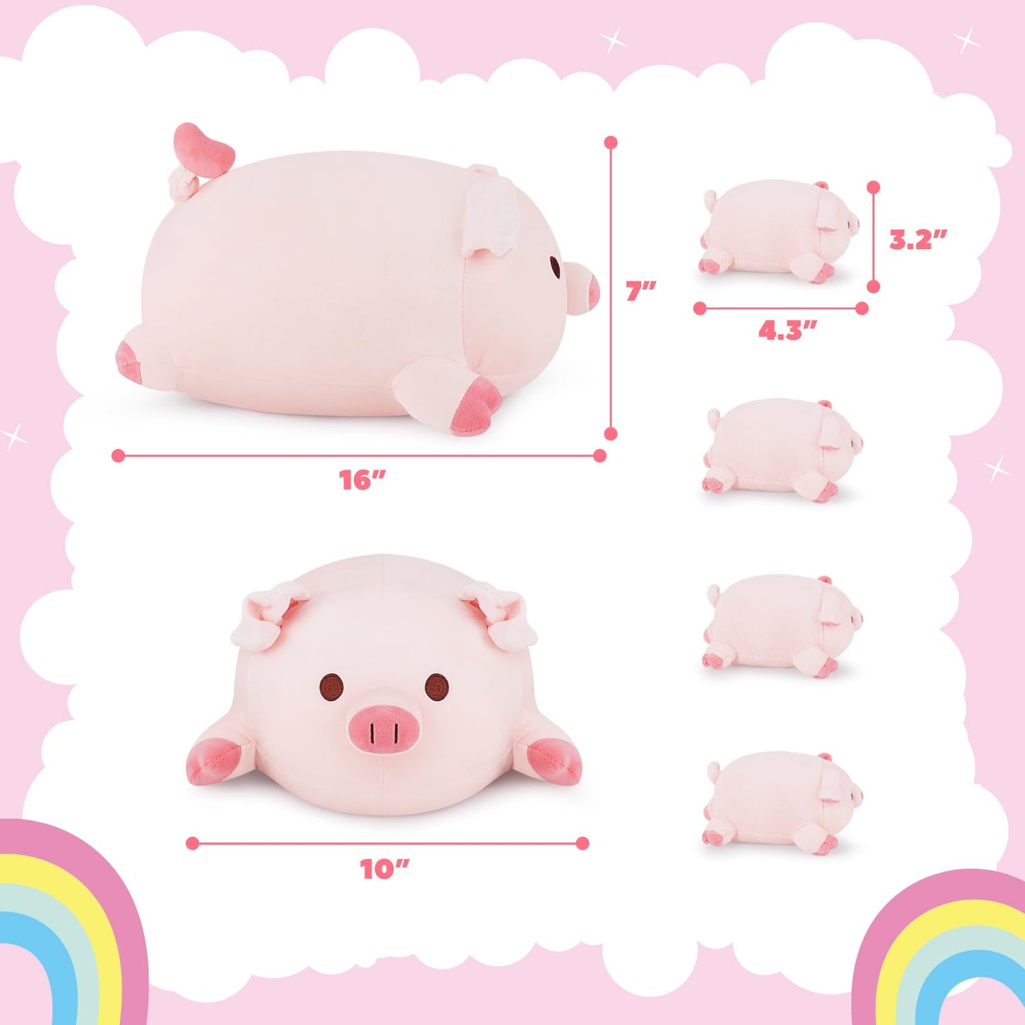 Achwishap 5PCS Pig Family Plush Set – 16in Mommy + 4 Baby Pigs, Cute Hugging Pillows
