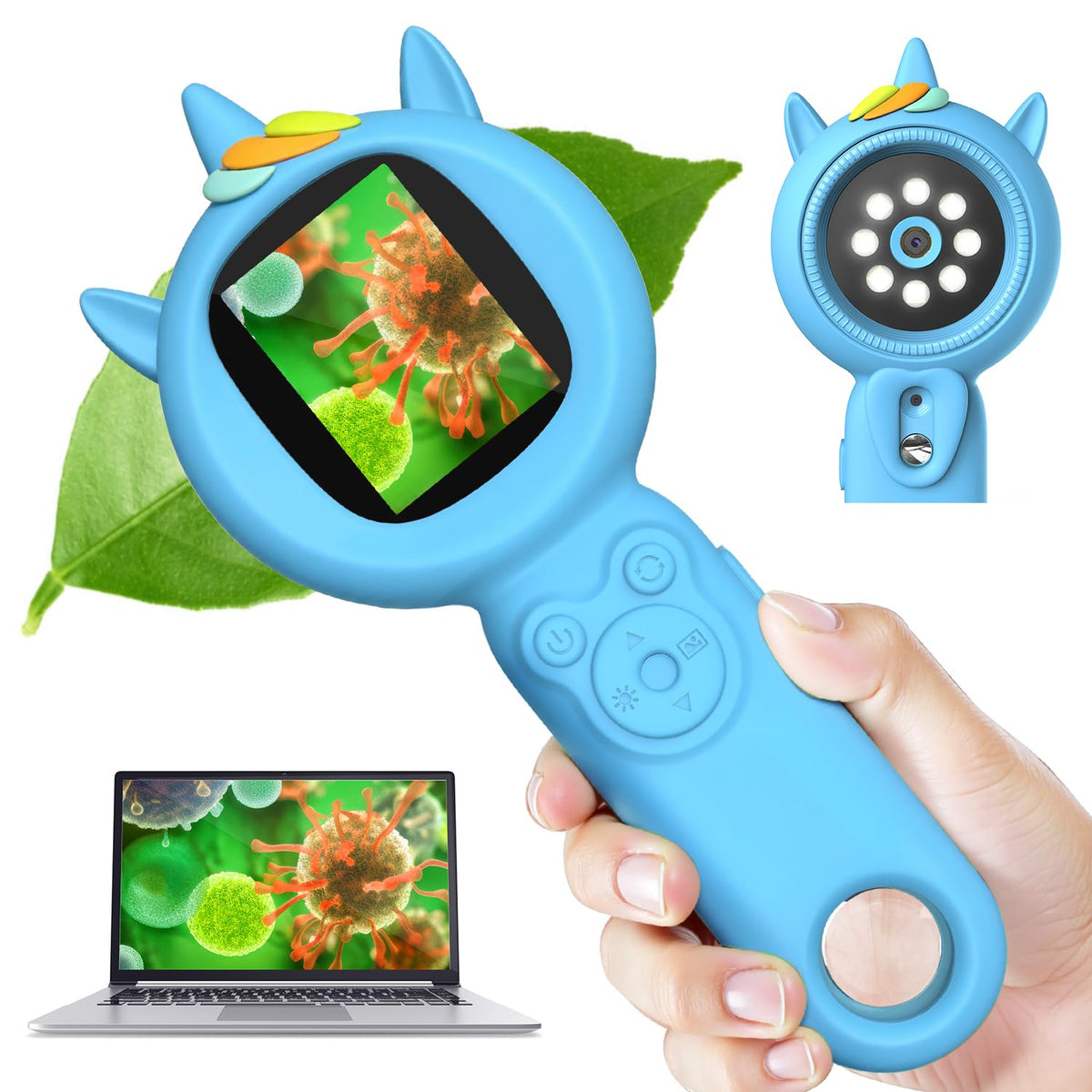 Acoath Auto-Focus Kids Microscope with 2-Inch Screen – 2MP Camera, 8 LEDs, Rechargeable