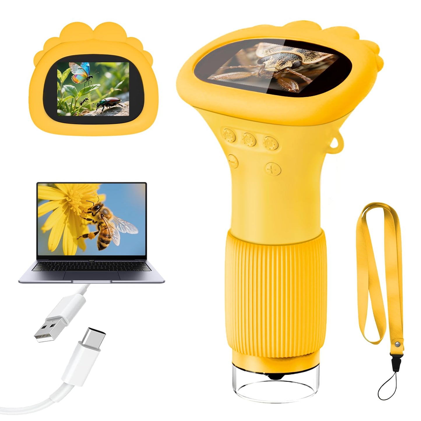 Acoath Microscope for Kids – 1000X Handheld Mini Digital Microscope with 2-inch Screen | Portable Educational Toy