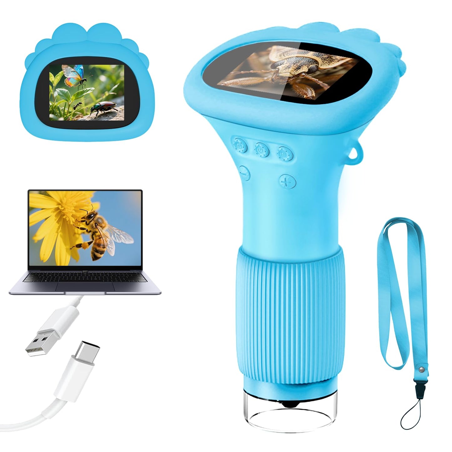Acoath Kids Microscope 1000X – Handheld Miniscope with 2-Inch Screen