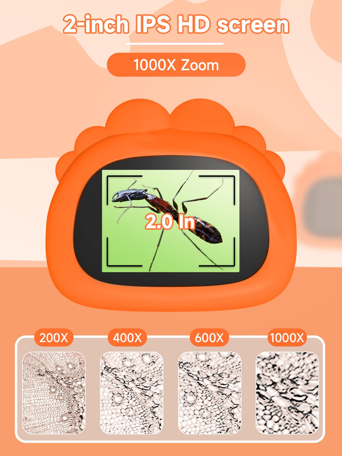 Acoath Kids Microscope - 1000X Handheld Miniscope with 2.0 Inch Screen