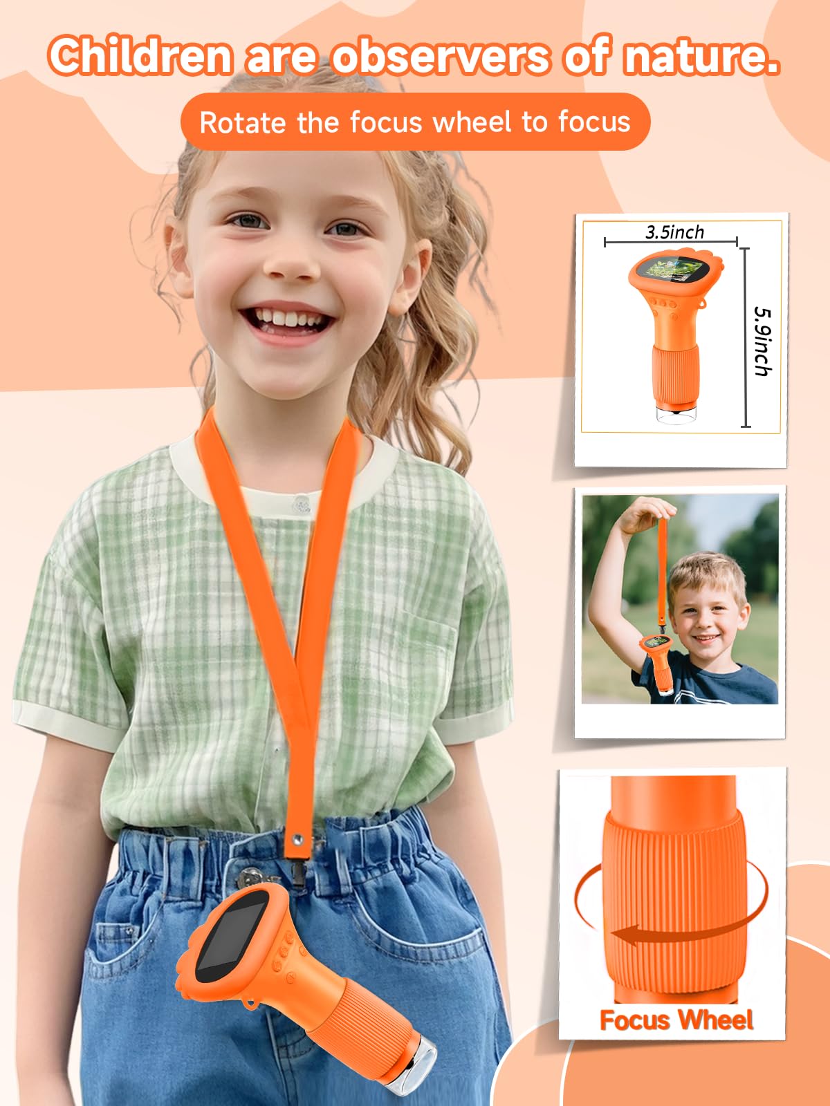 Acoath Kids Microscope - 1000X Handheld Miniscope with 2.0 Inch Screen