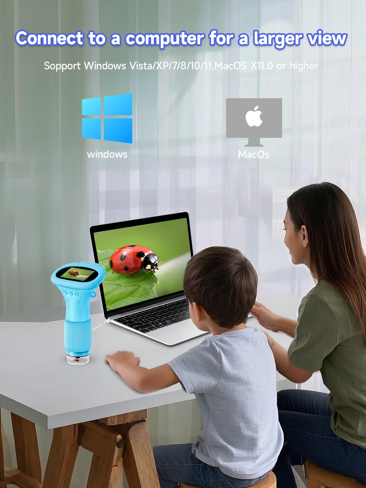 Acoath Kids Microscope 1000X – Handheld Miniscope with 2-Inch Screen