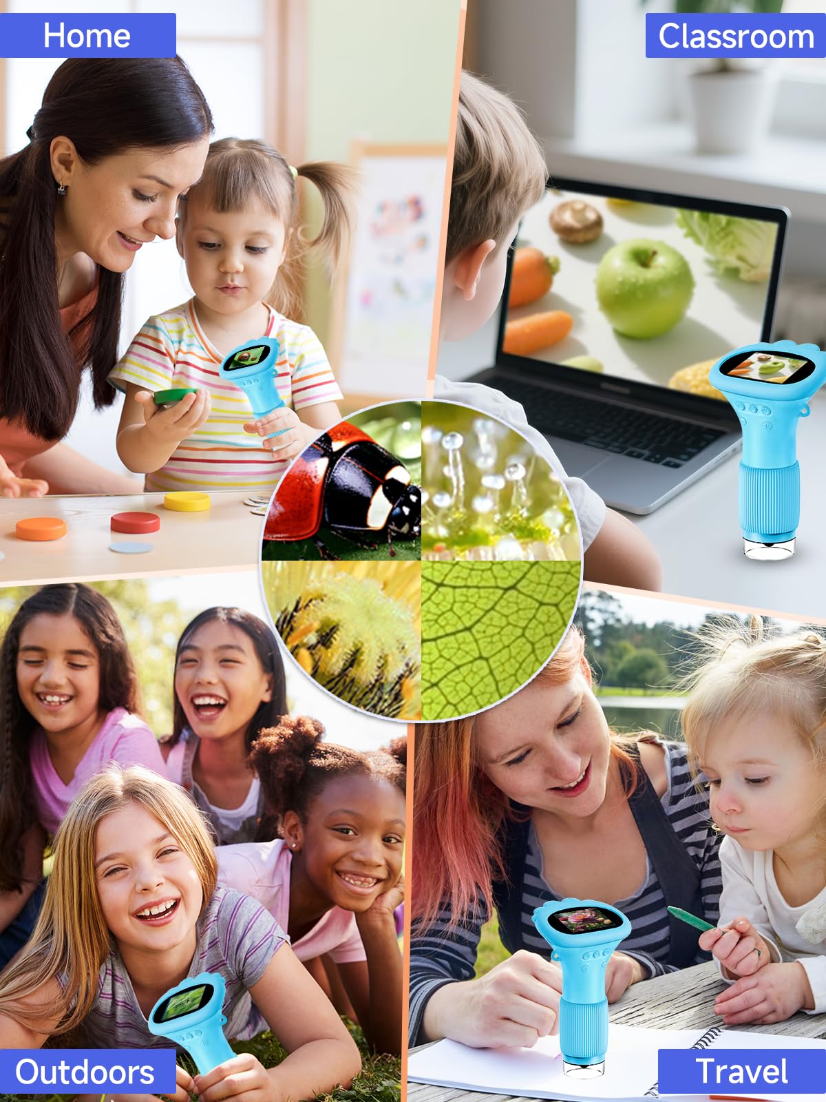 Acoath Kids Microscope 1000X – Handheld Miniscope with 2-Inch Screen