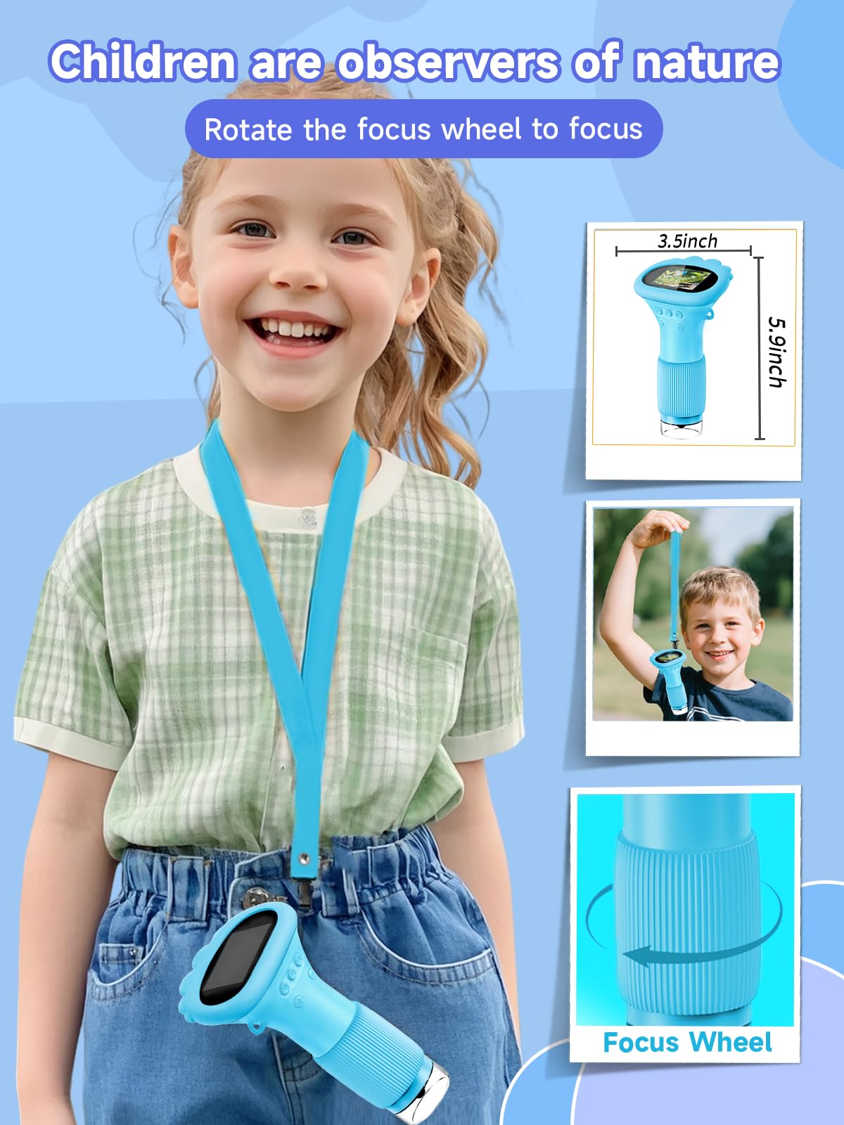 Acoath Kids Microscope 1000X – Handheld Miniscope with 2-Inch Screen
