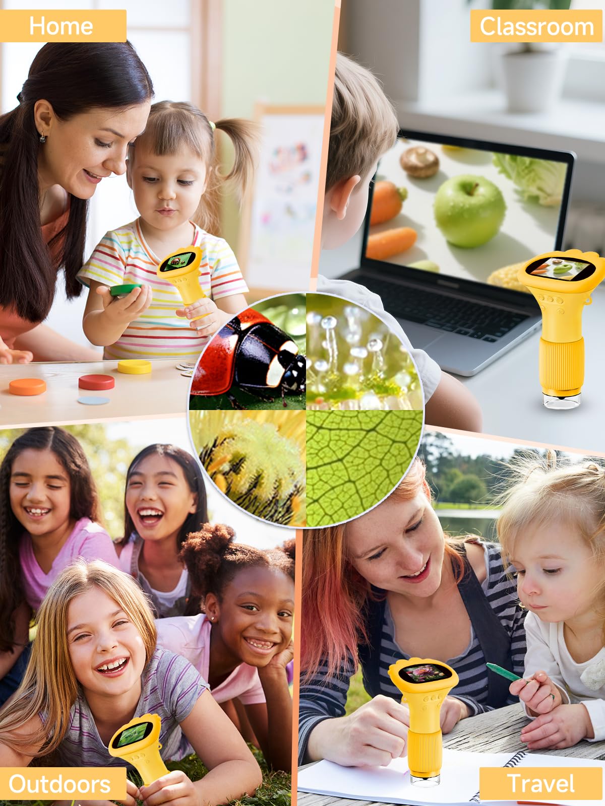 Acoath Microscope for Kids – 1000X Handheld Mini Digital Microscope with 2-inch Screen | Portable Educational Toy