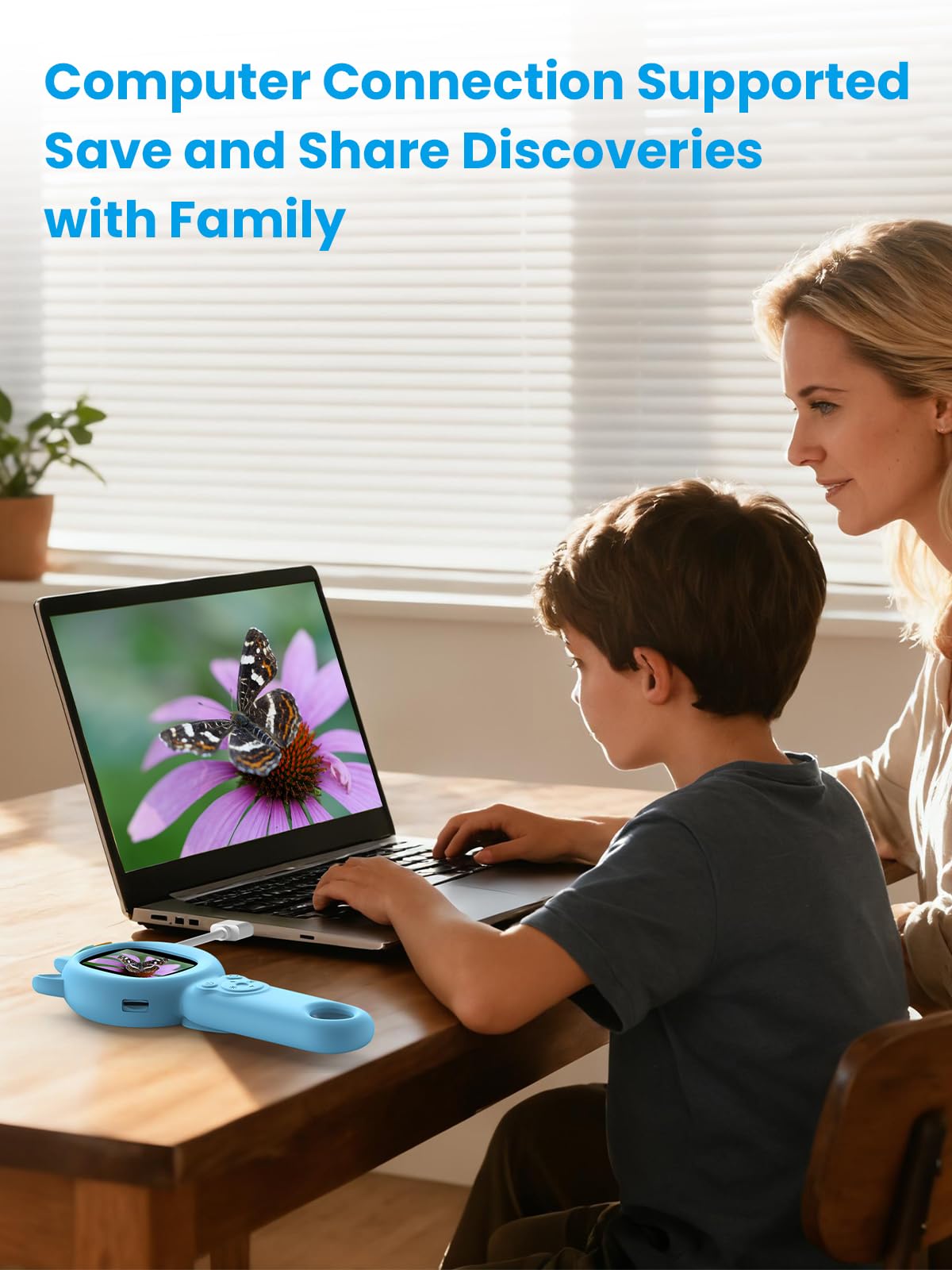 Acoath Auto-Focus Kids Microscope with 2-Inch Screen – 2MP Camera, 8 LEDs, Rechargeable