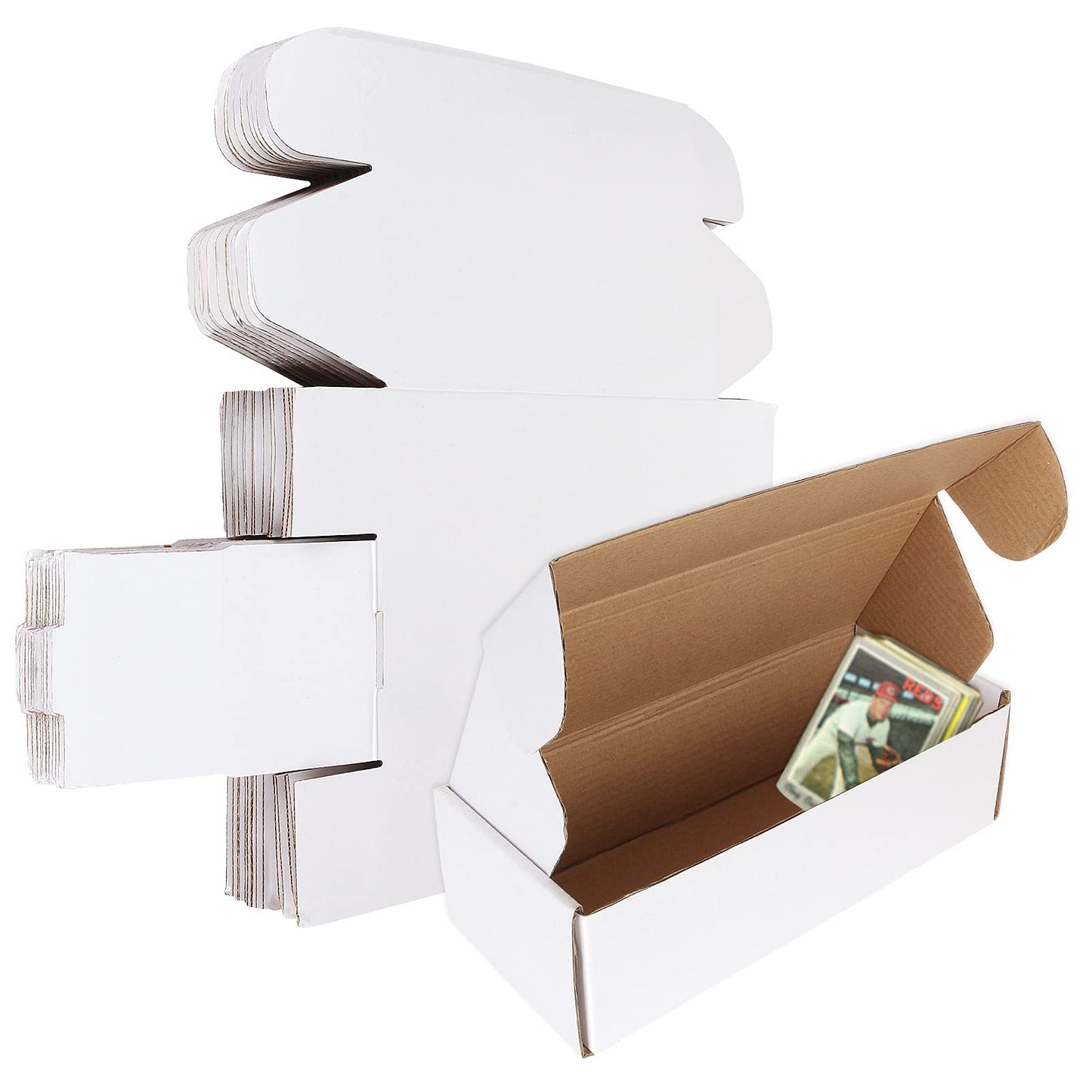 AConnet 500-Count Trading Card Storage Box — Corrugated, 10x4x2.7in, White
