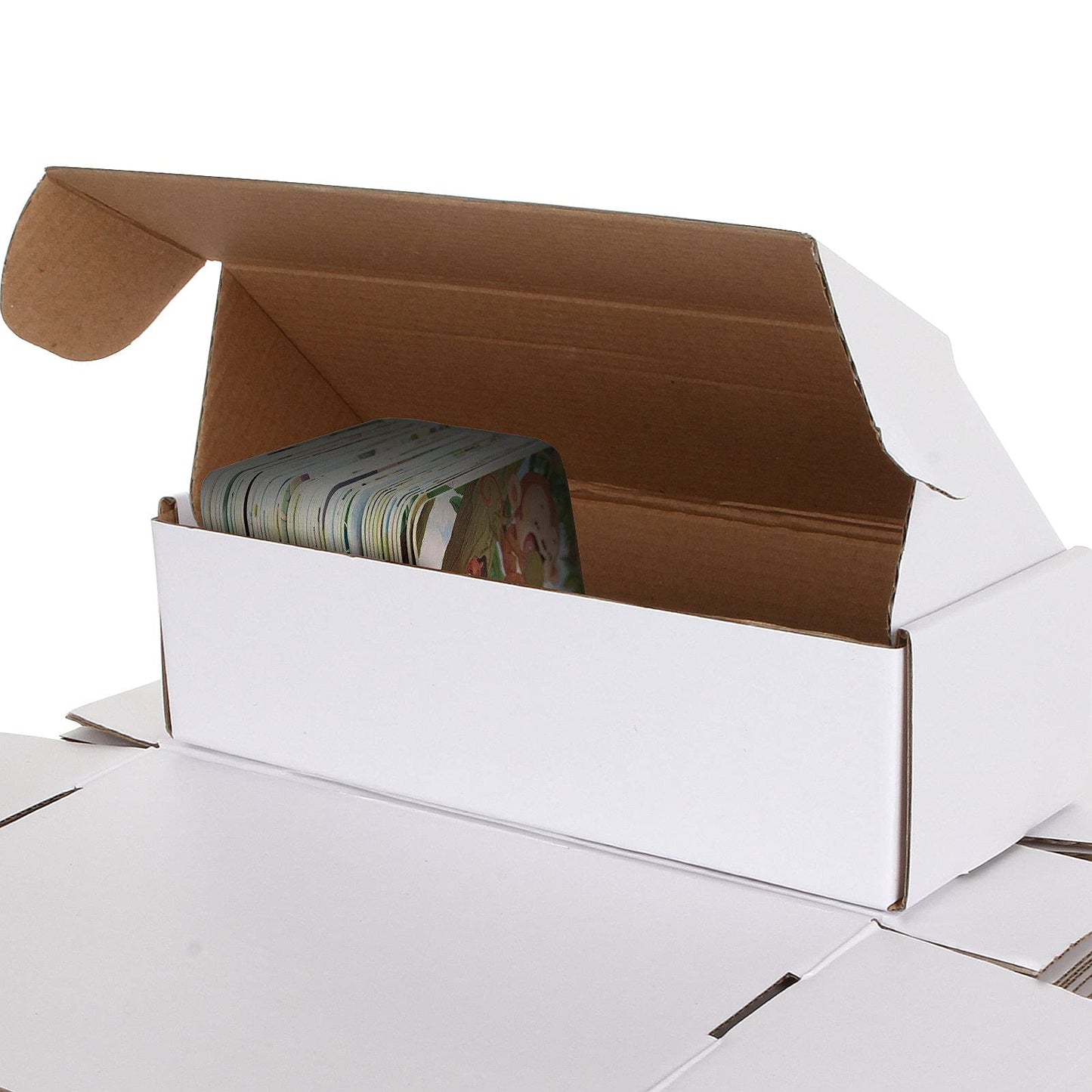 AConnet 500-Count Trading Card Storage Box — Corrugated, 10x4x2.7in, White