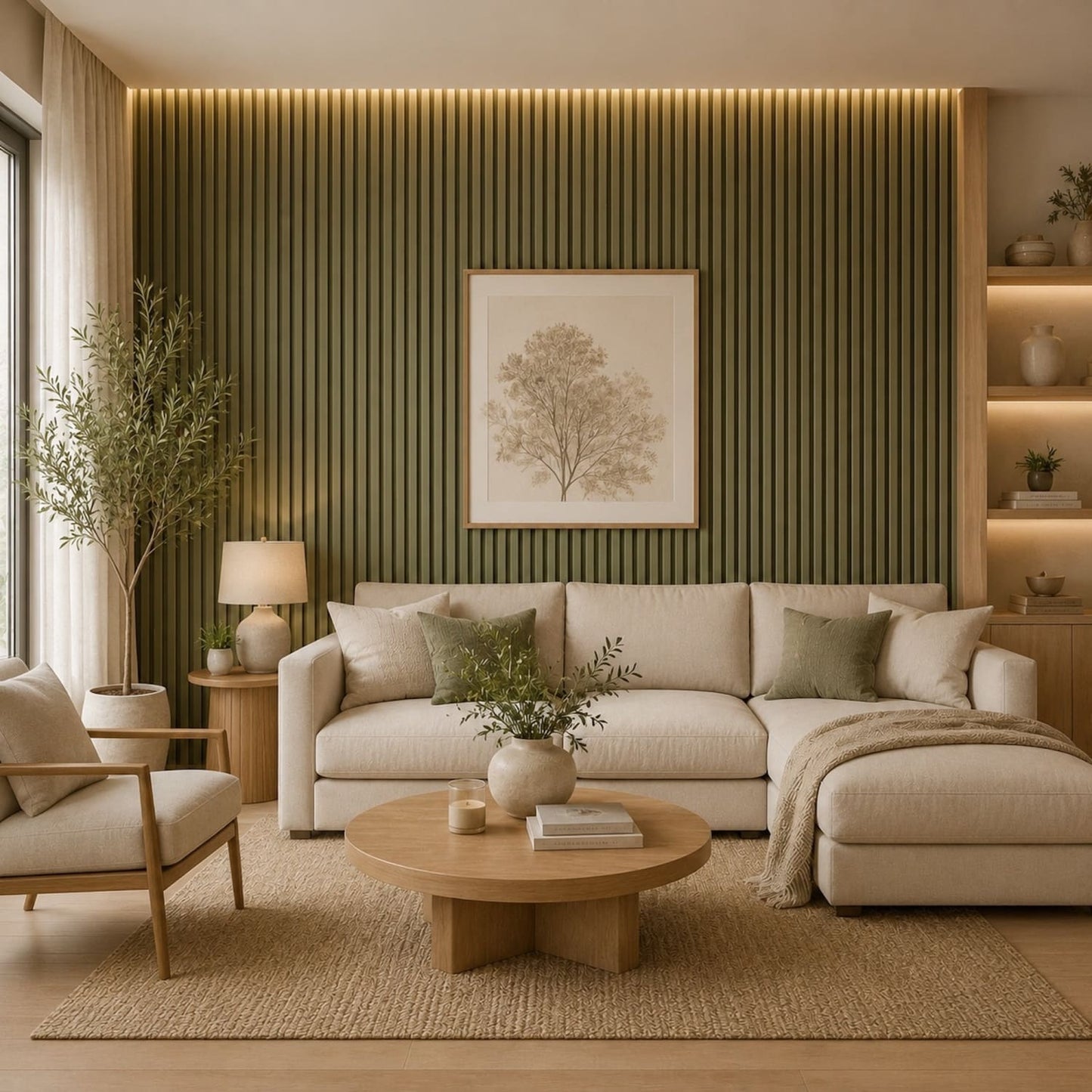 Acoustic Wall Panels in Vintage Sage Green with Black Backing