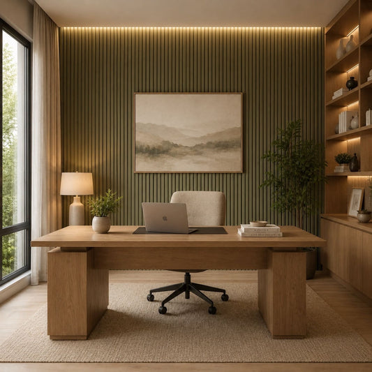 Acoustic Wall Panels in Vintage Sage Green with Black Backing