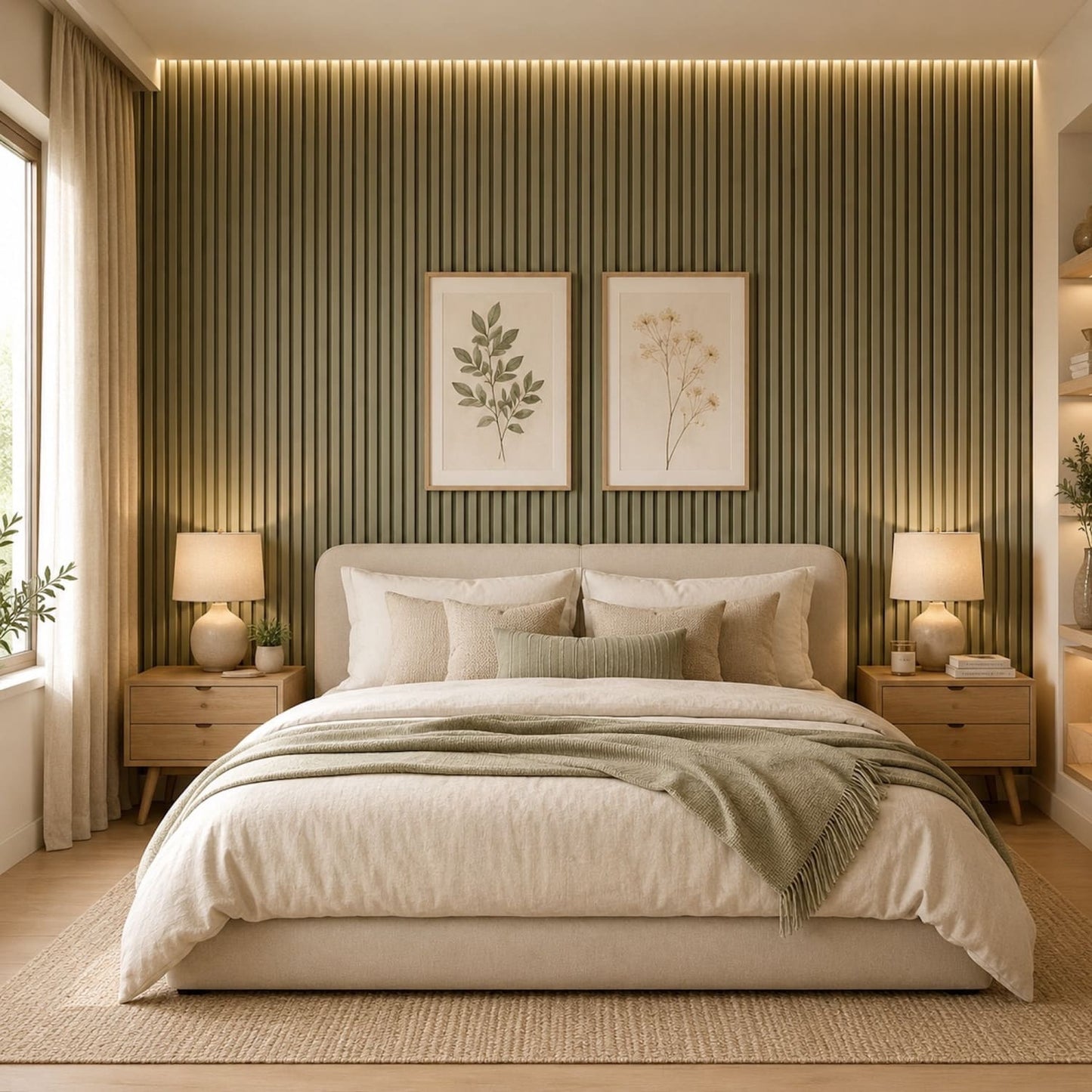 Acoustic Wall Panels in Vintage Sage Green with Black Backing
