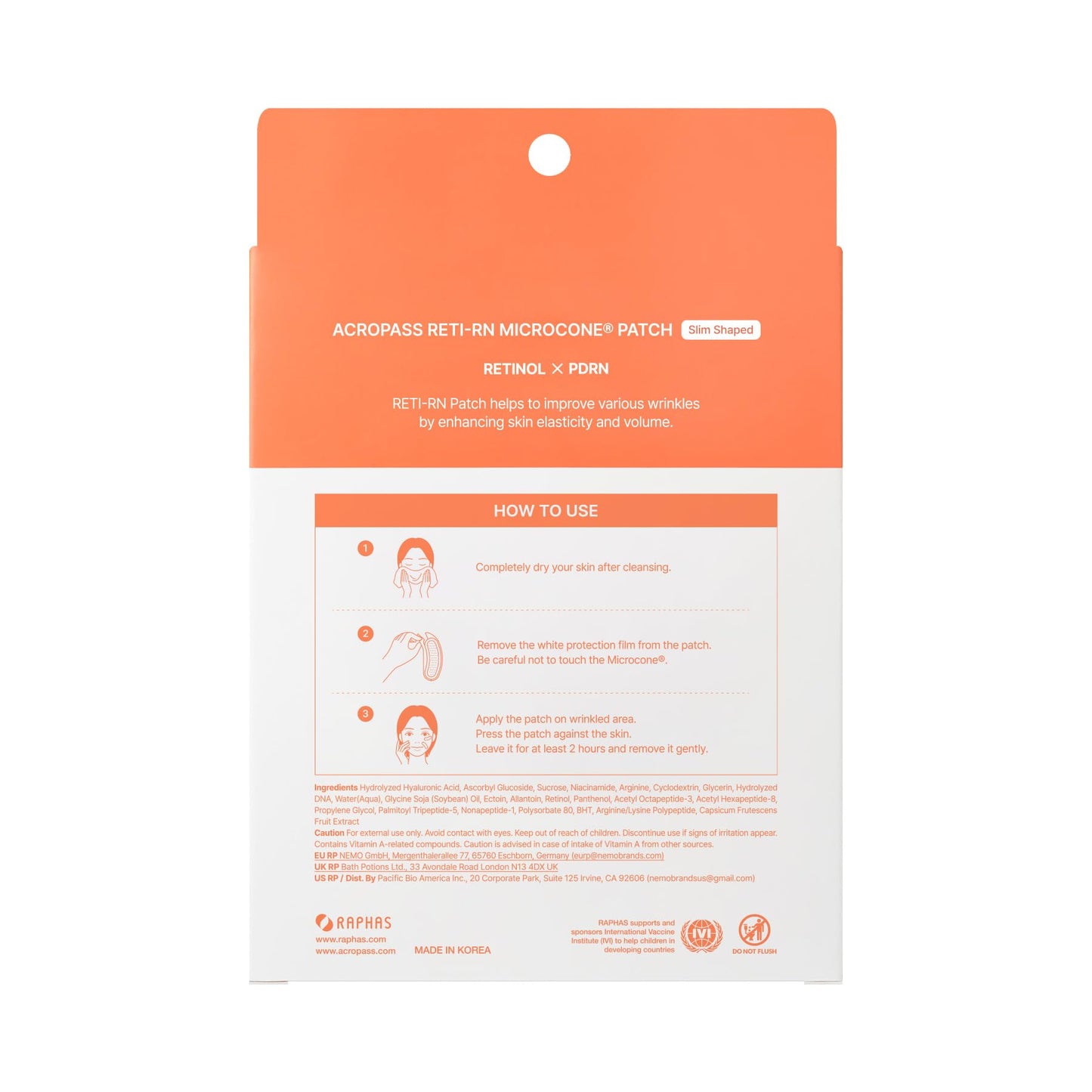 Acropass RETI-RN Microcone Patches | Deep Wrinkles, PDRN 10,000 ppm, Retinol 3,300 IU/g, Hyaluronic Acid – Slim Type (6 Count)