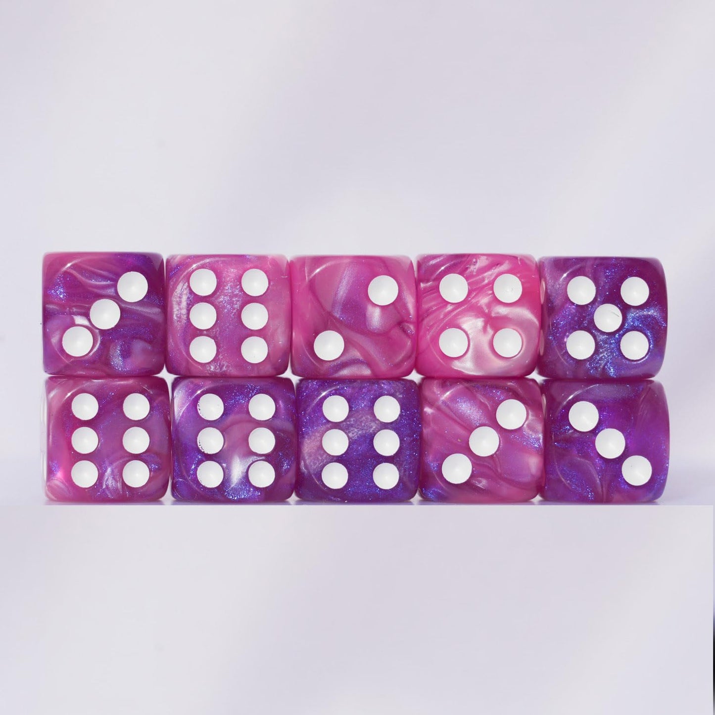 10 PC D6 Dice 16mm Acrylic Set - Pink & Blue for RPG, DND, MTG
