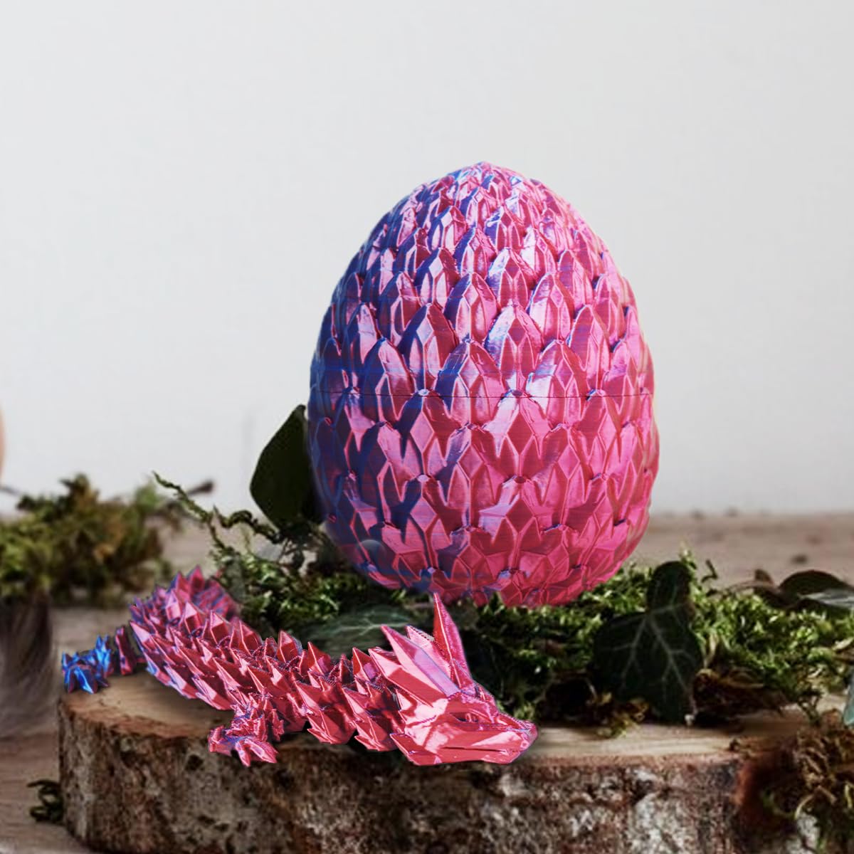 ACTICO 3D Printed Dragon Egg – Articulated Crystal Dragon Fidget Toy (Purple, 12in)