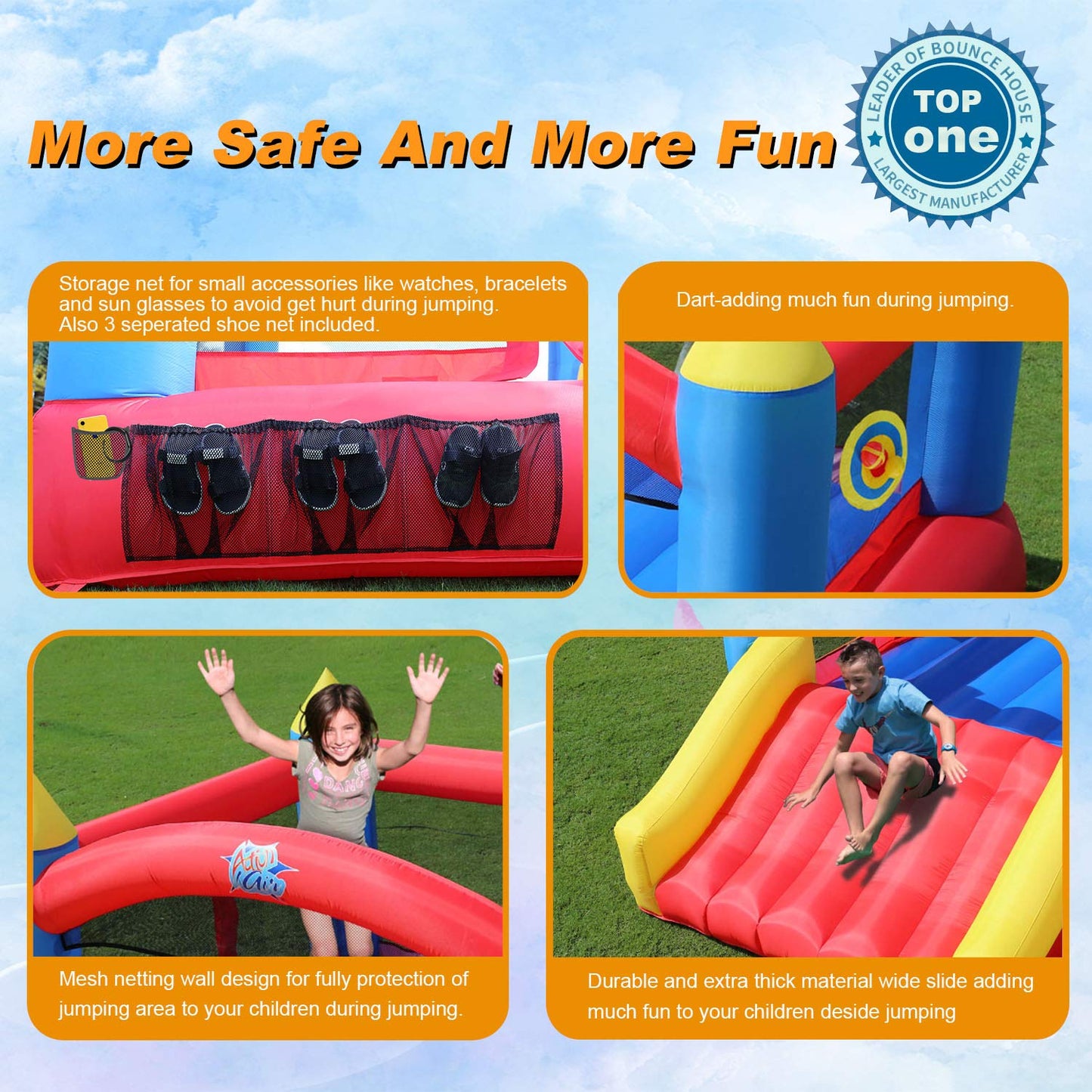Action Air Bounce House – Durable Extra Thick Jumping Area, 12' x 9' x 6.1' (Blower Sold Separately)