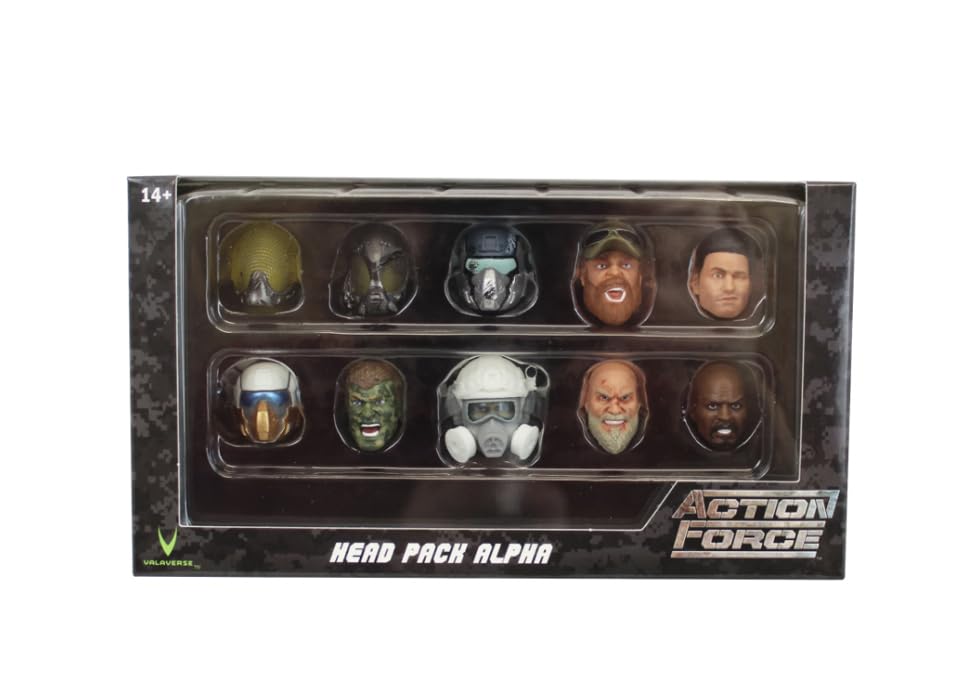 Action Force Valaverse Series 5 Head Pack Alpha – 10 Unique Heads for Male Figures