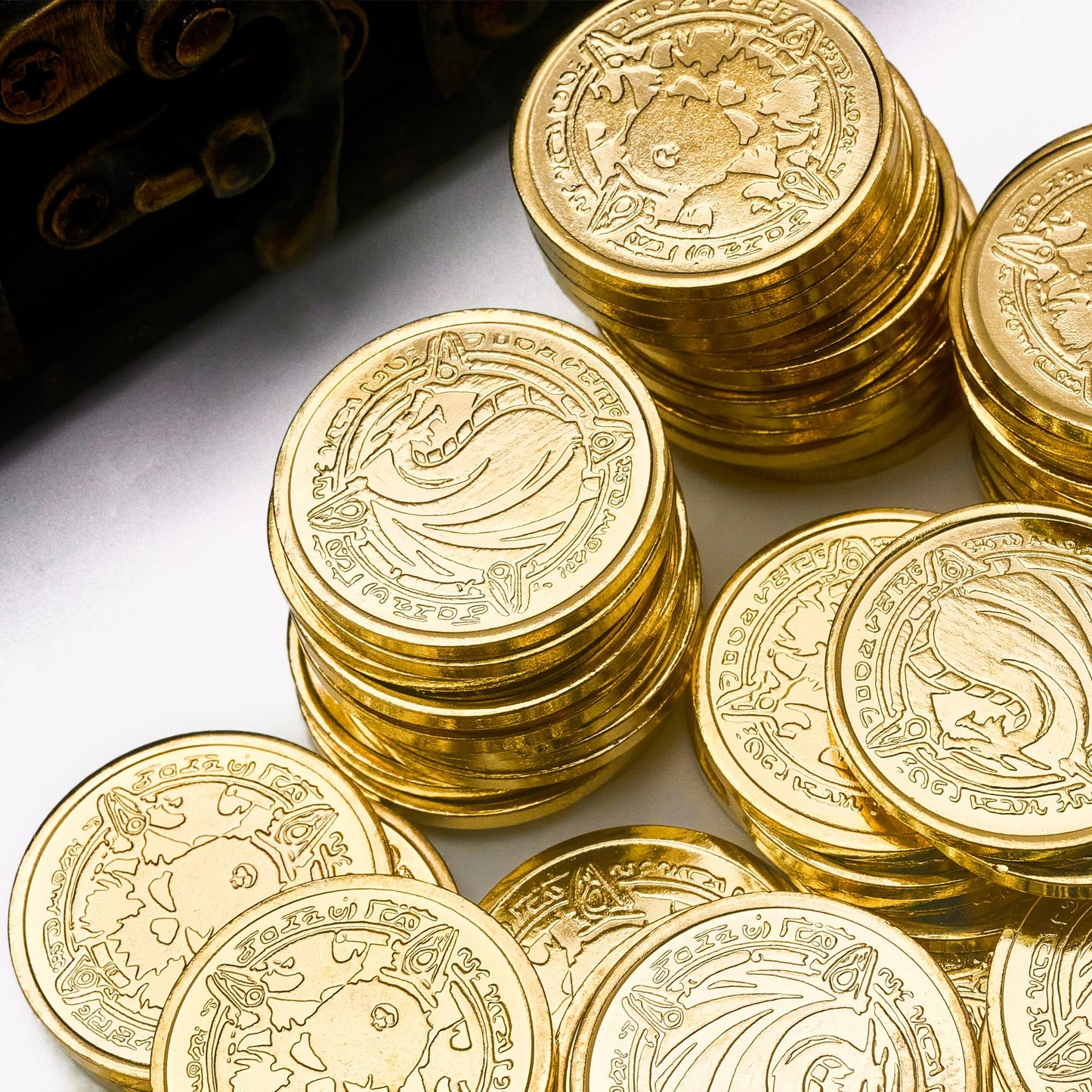 ACTIONDRAKE Dragon Gold Coin Set – 110 Metal Treasure Coins for D&D & Board Games