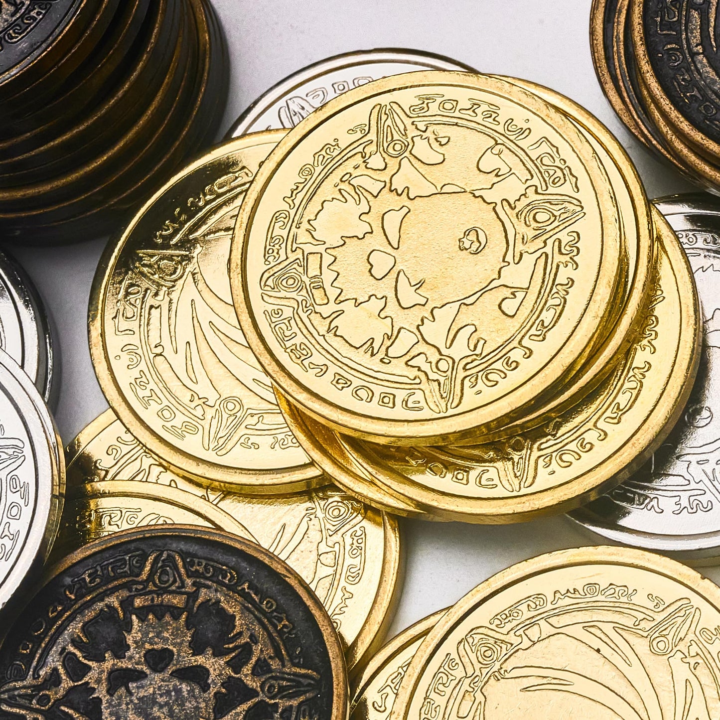 ACTIONDRAKE Dragon Gold Coin Set – 110 Metal Treasure Coins for D&D & Board Games
