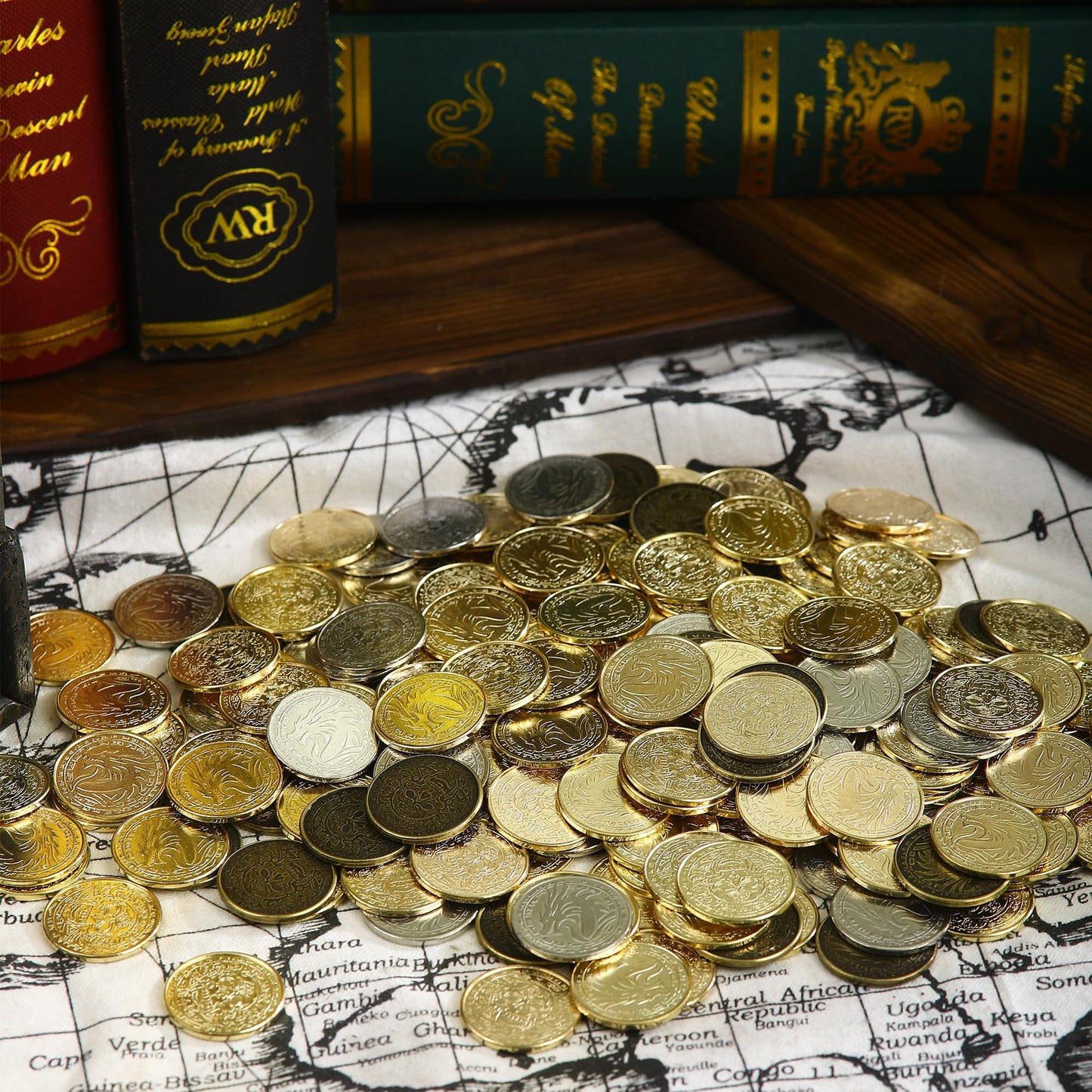 ACTIONDRAKE Metal Pirate Coins – 100-Piece Treasure Set for RPGs, Parties & Scavenger Hunts