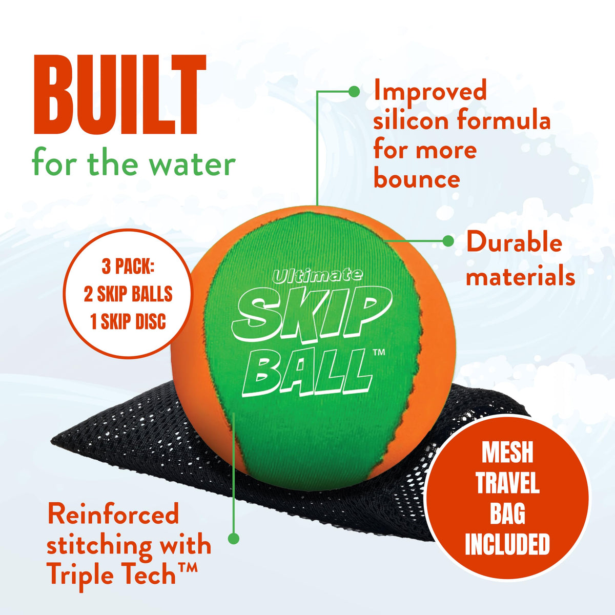 Activ Life 2-Pack Water Skipping Ball with Skip Disc – Pool & Beach Toy Set