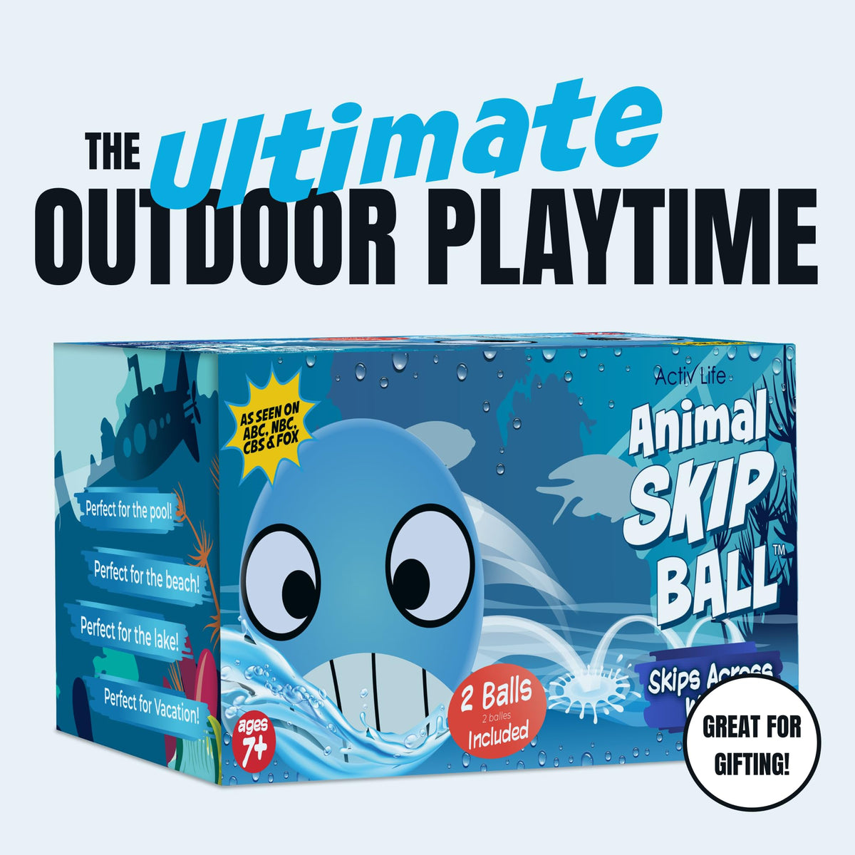 Activ Life 2 Pack Skip Balls – Whale Beach & Pool Toys for Kids